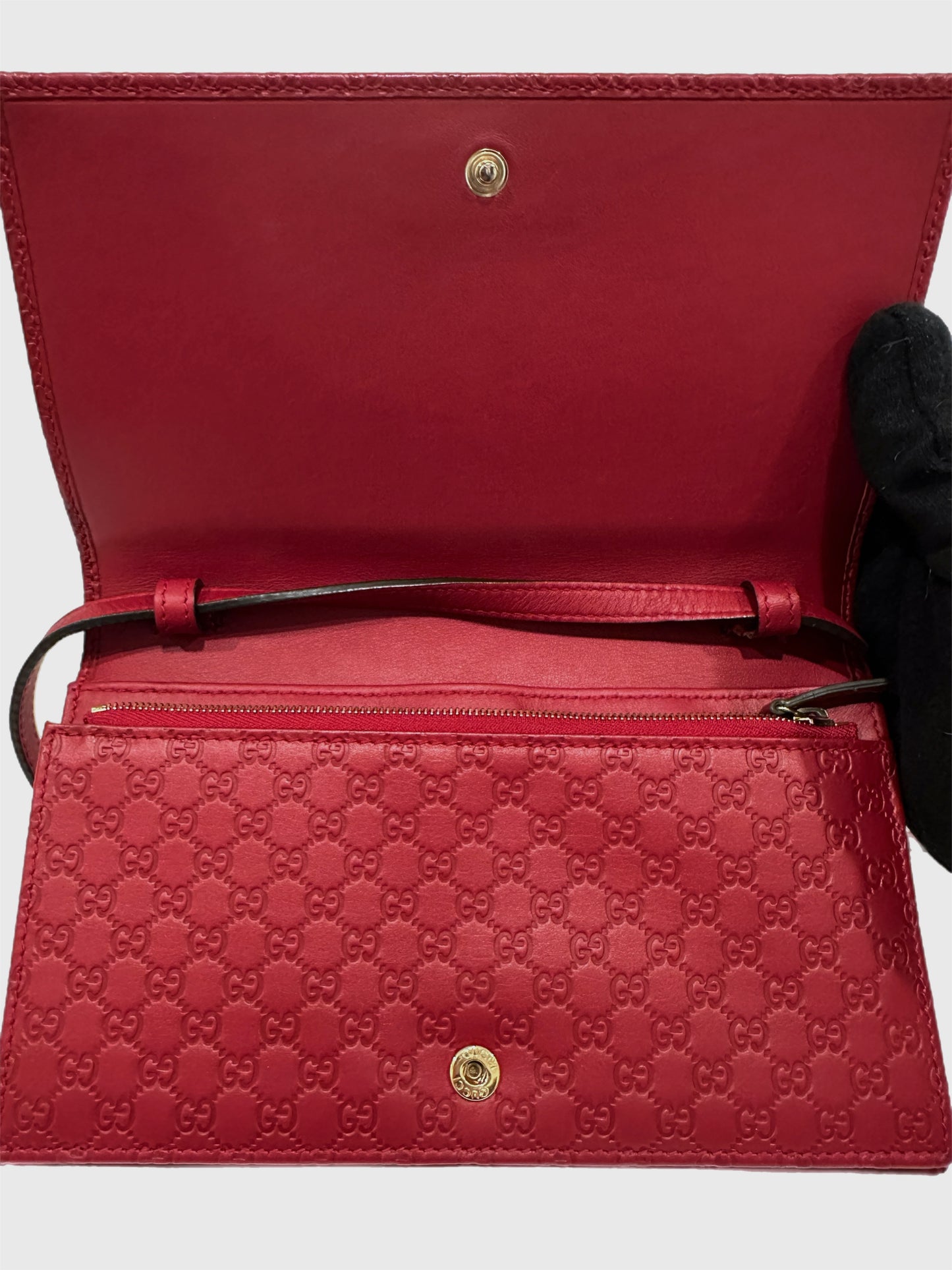 Gucci Red Microguccissima GG Leather Crossbody Strap Wallet