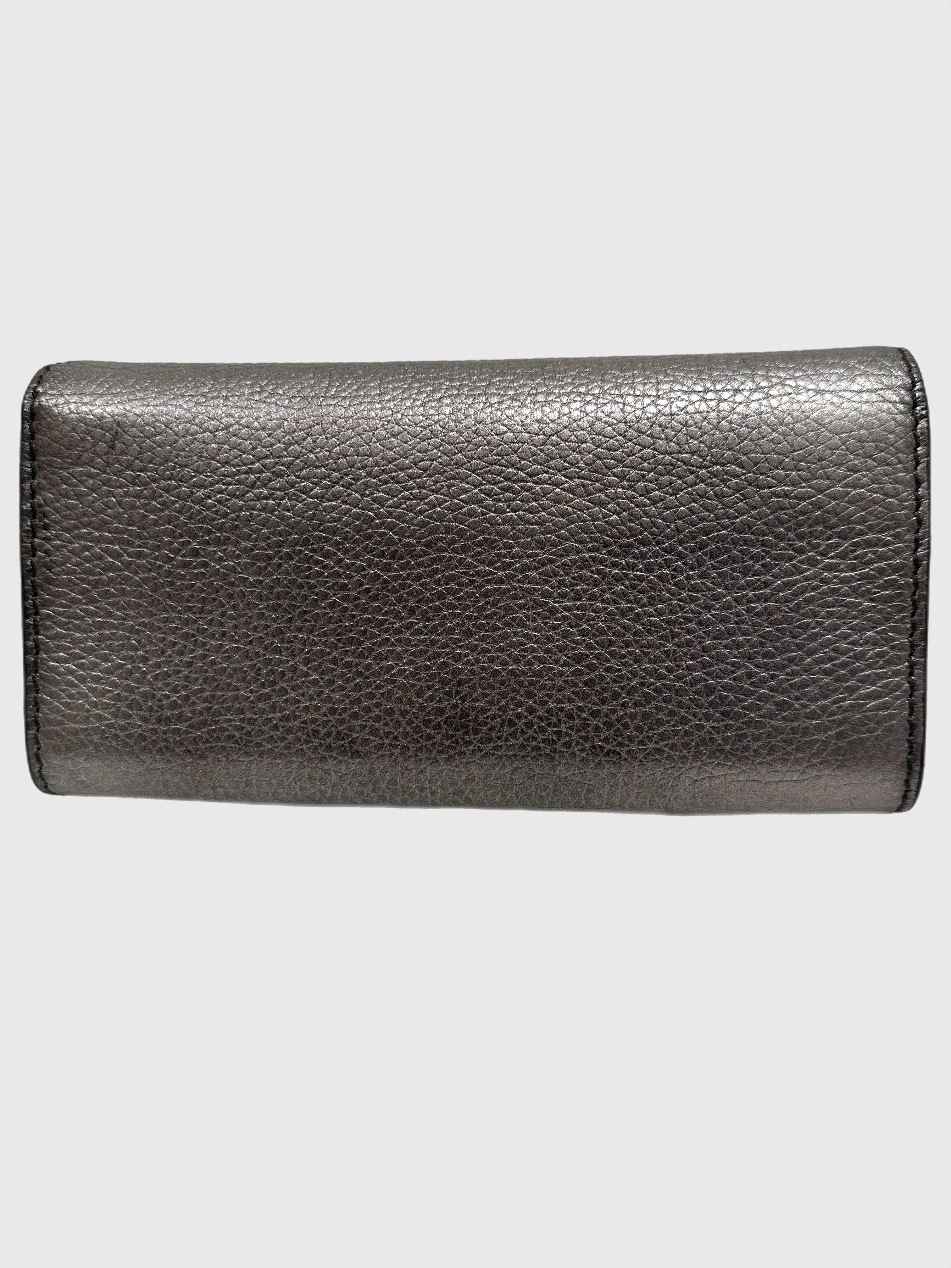 Dior J'adior Leather Croisière Silver Metallic Crossbody Wallet on Chain Clutch