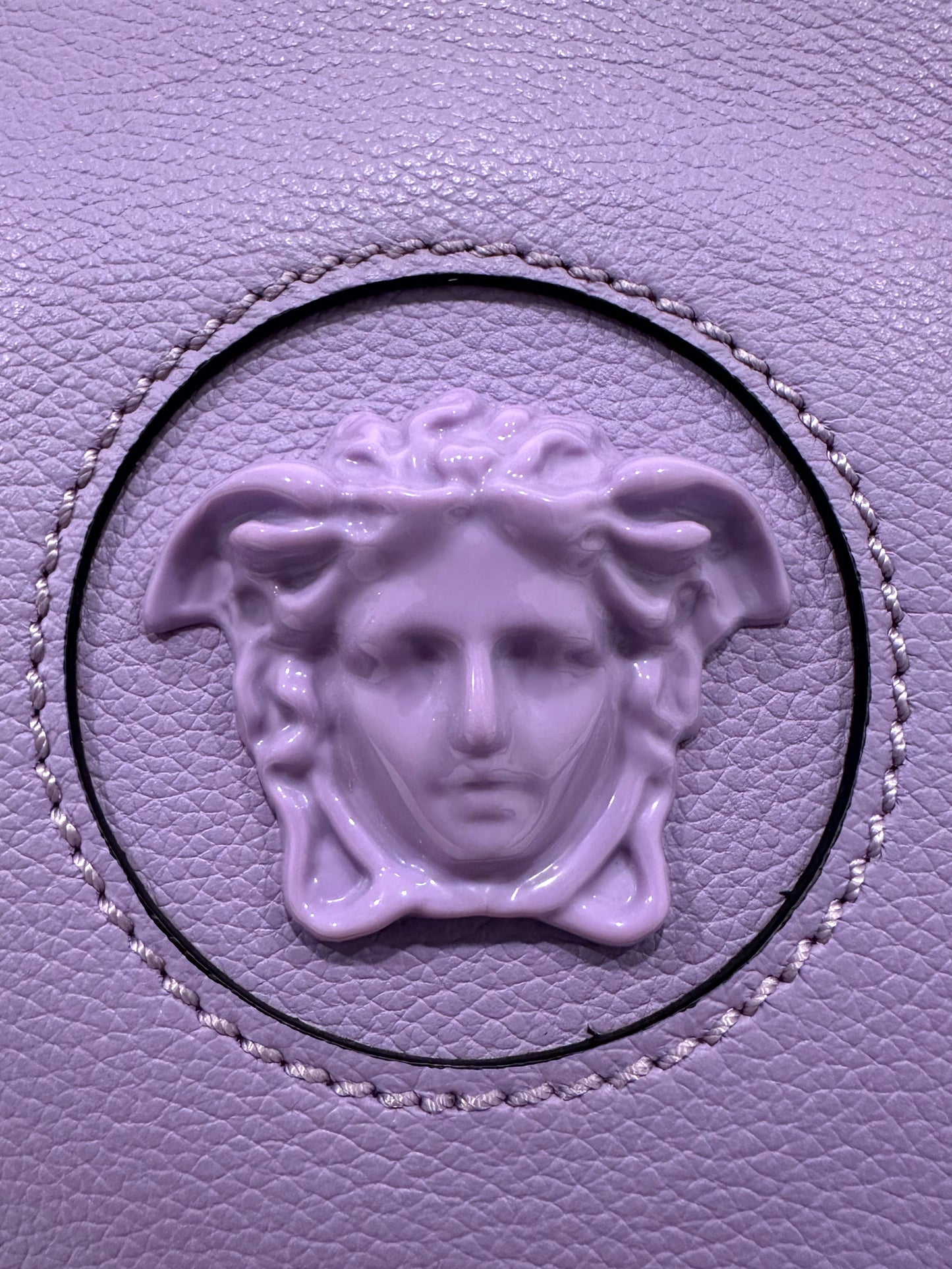 Versace Medusa Leather Lilac RoundCrossbody Bag
