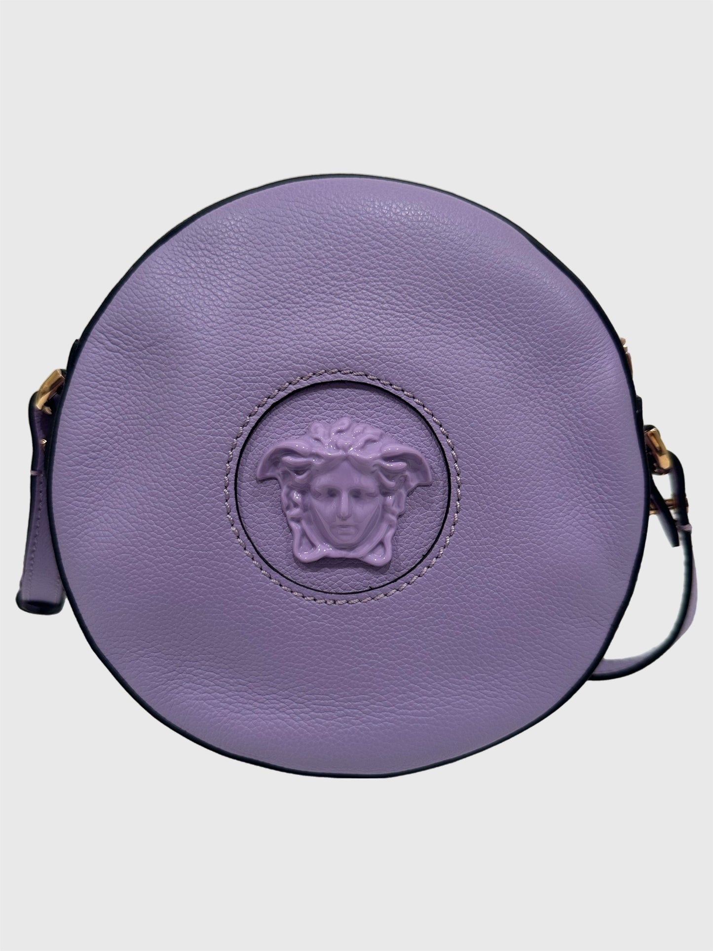 Versace Medusa Leather Lilac RoundCrossbody Bag