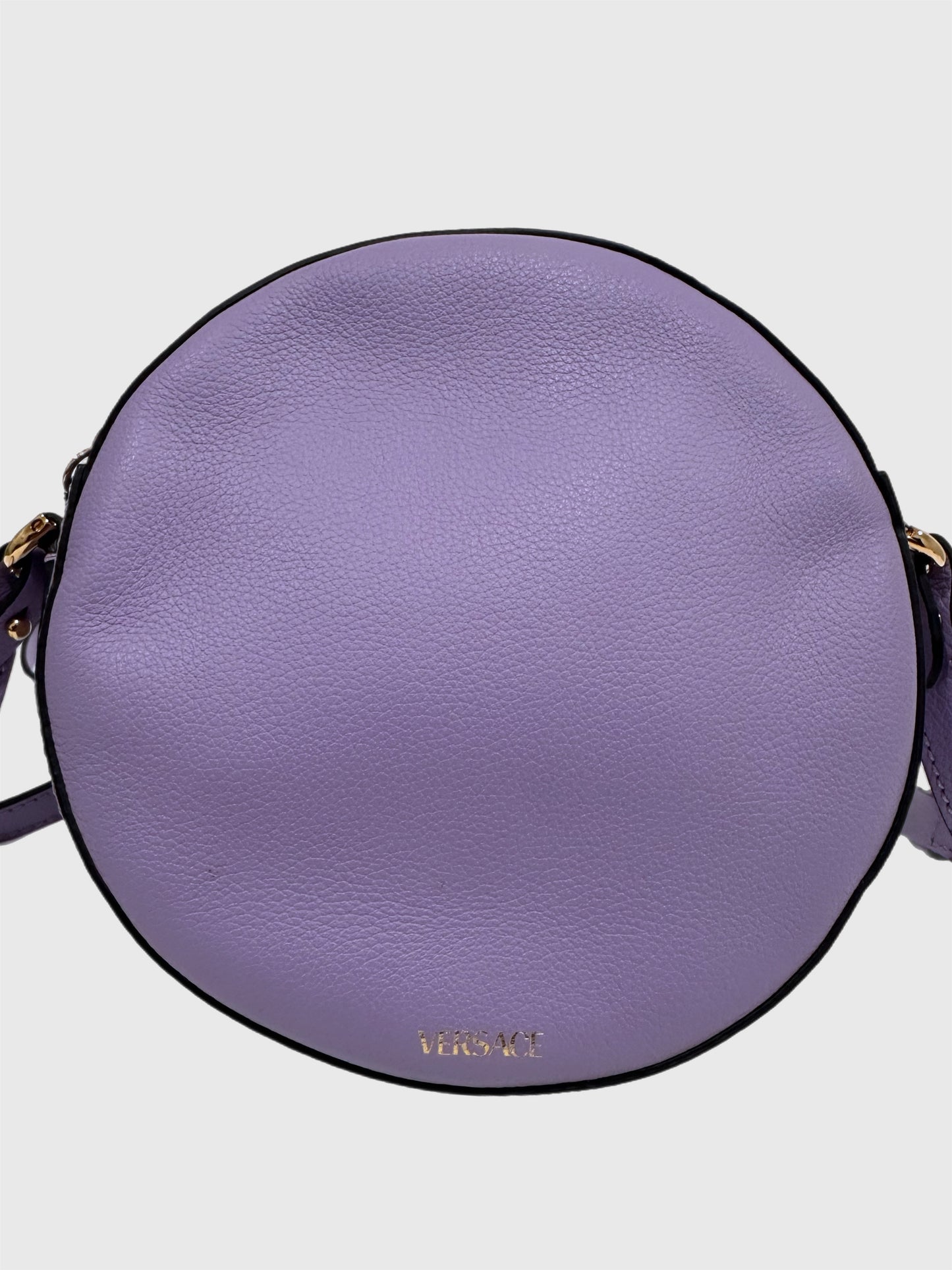Versace Medusa Leather Lilac RoundCrossbody Bag
