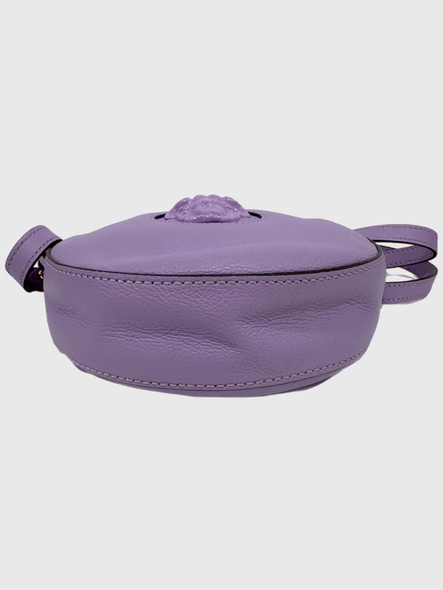 Versace Medusa Leather Lilac RoundCrossbody Bag