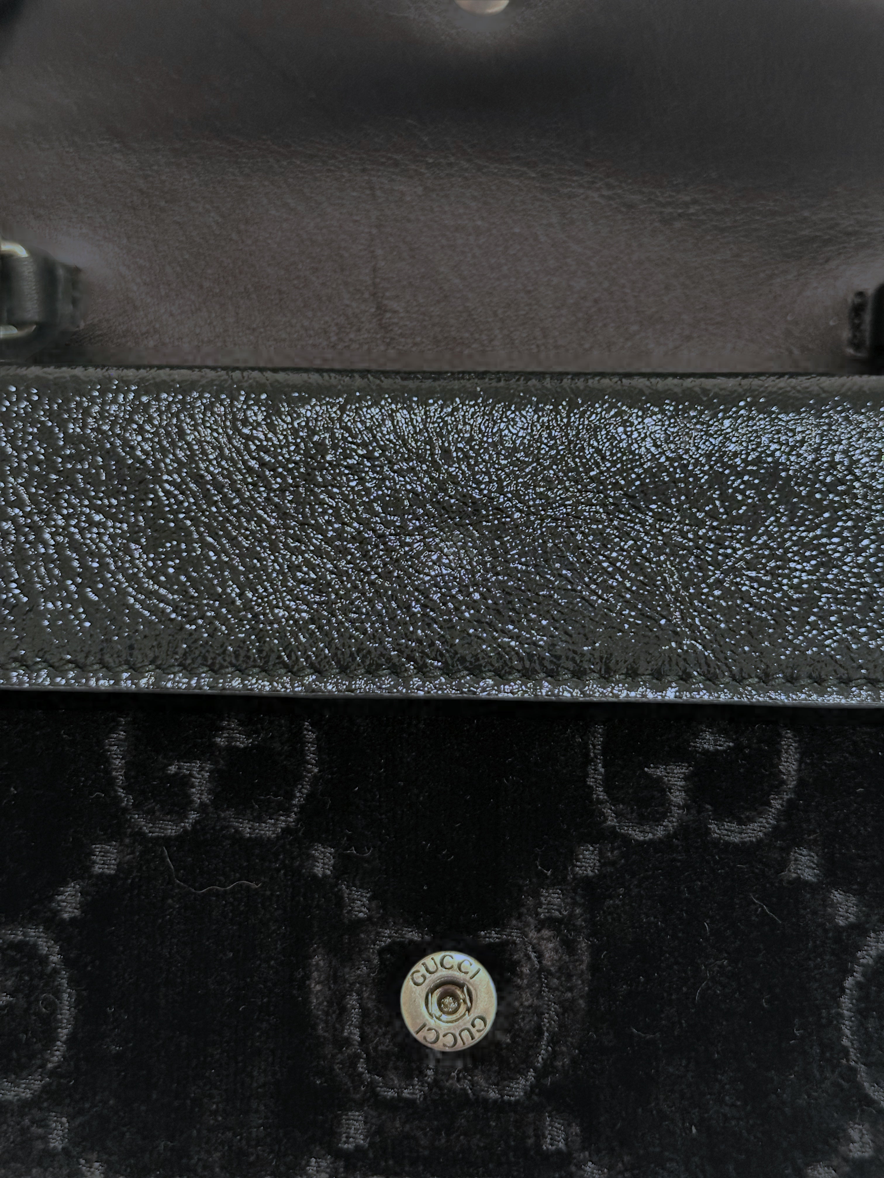 Pre-Owned Gucci GG Black Velvet Crystal Dionysus Super Mini Bag