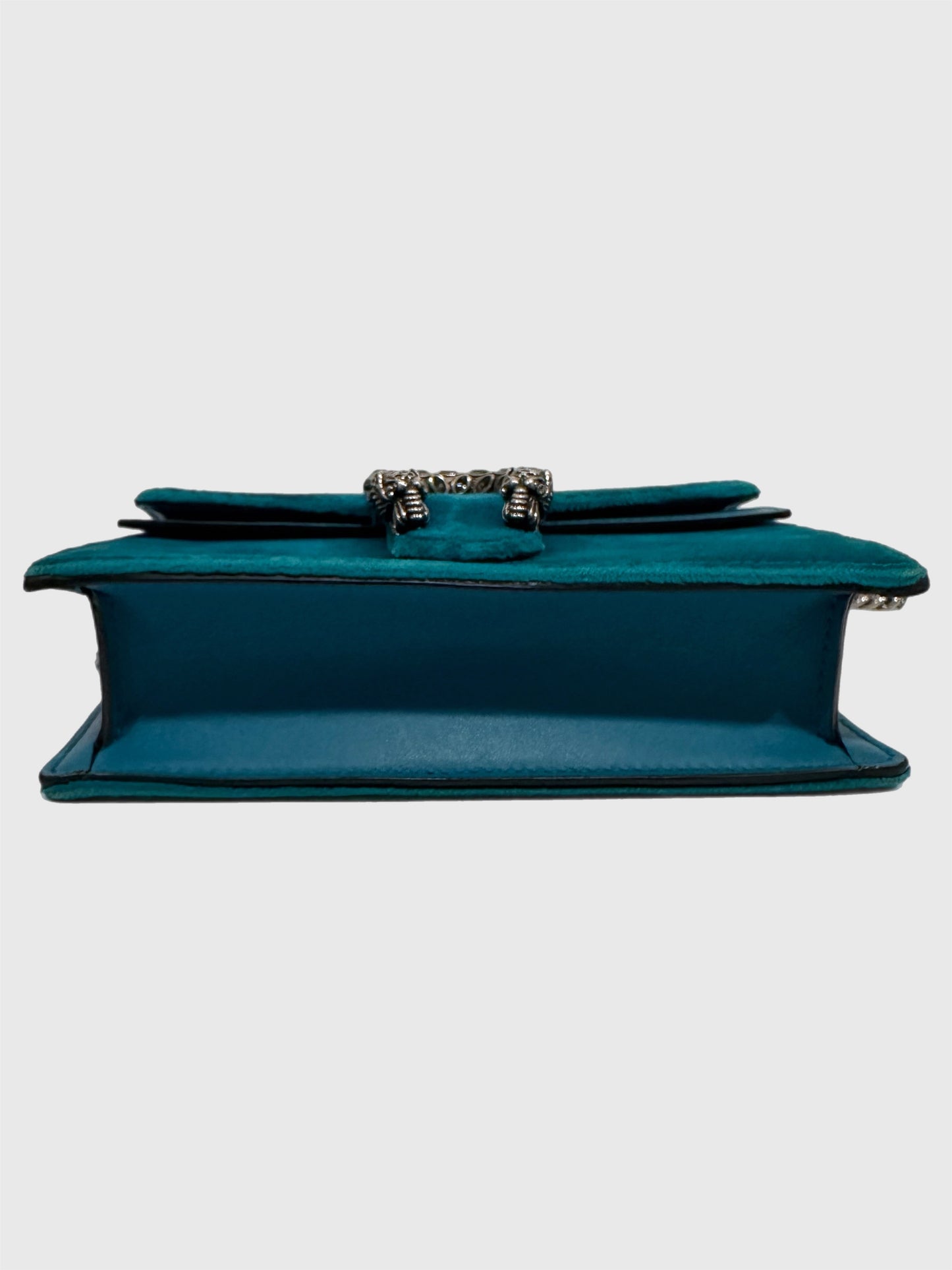 Gucci Teal Velvet Crystal Dionysus Super Mini Bag