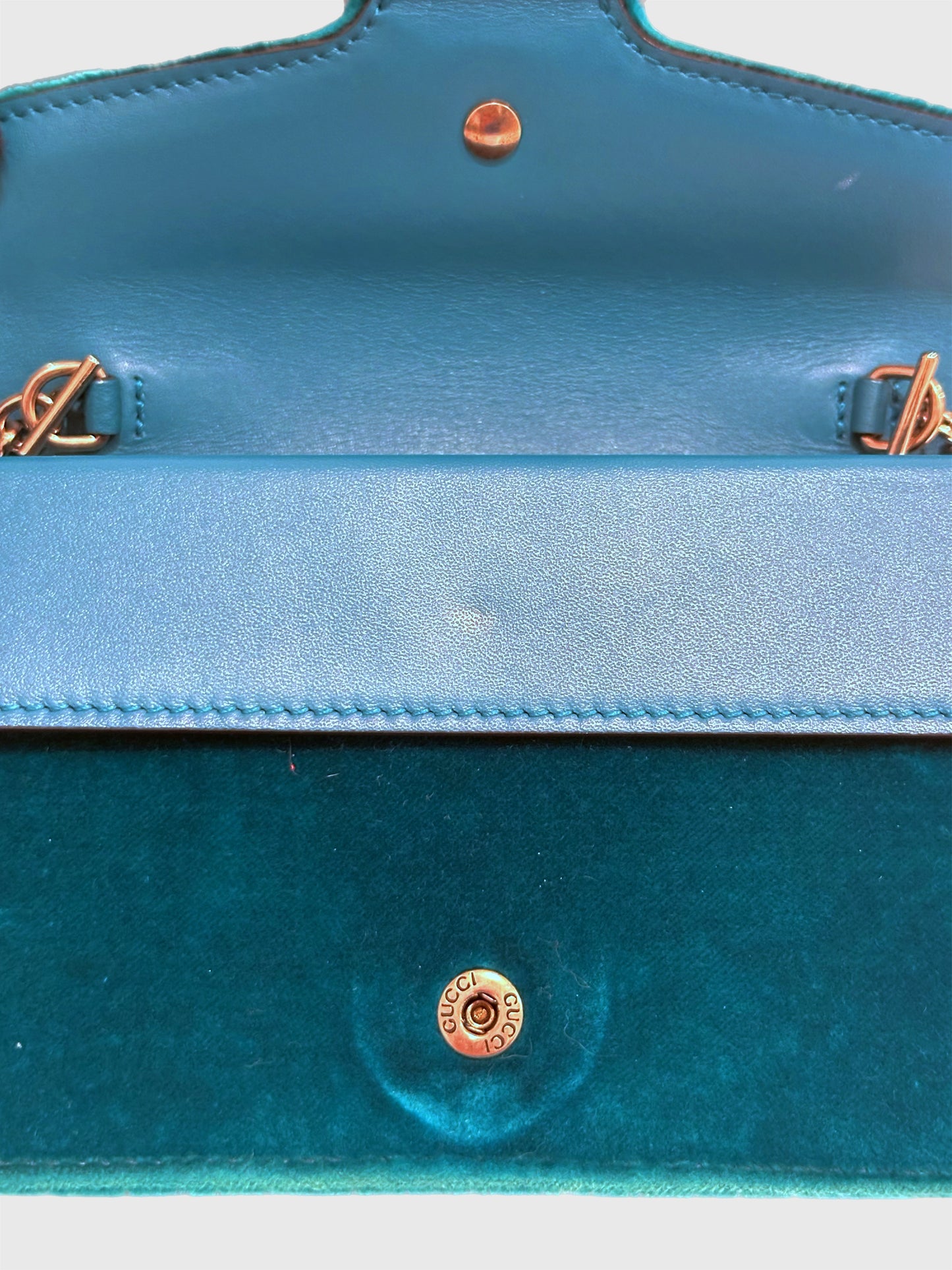 Gucci Teal Velvet Crystal Dionysus Super Mini Bag