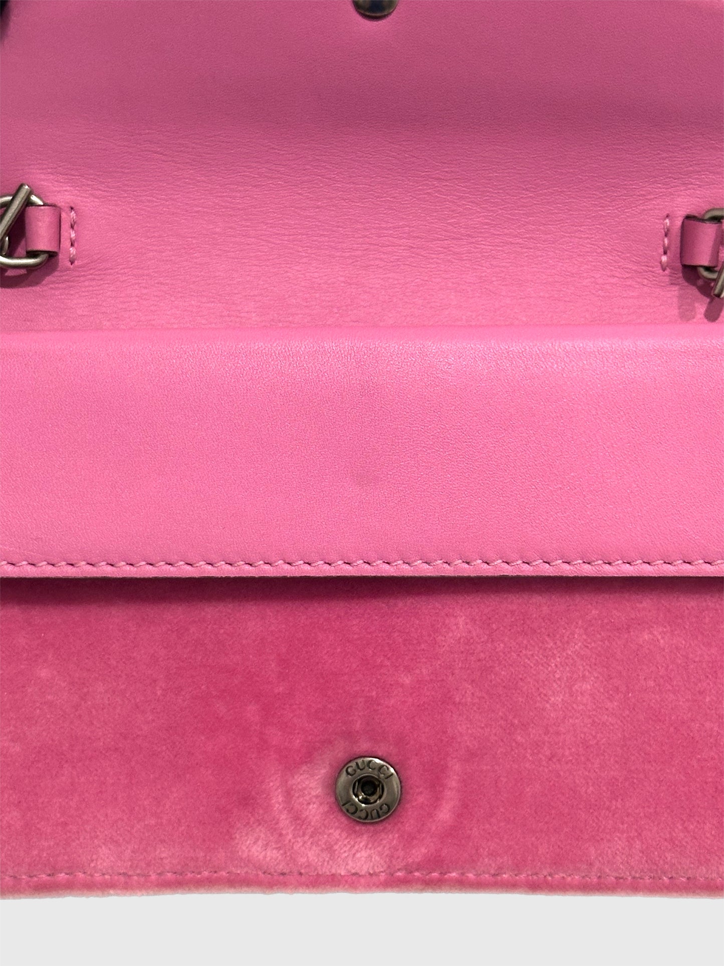 Gucci Pink Velvet Crystal Dionysus Super Mini Bag
