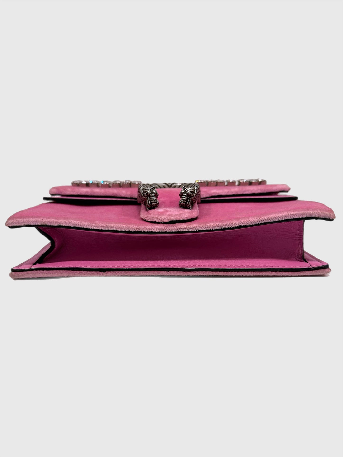 Gucci Pink Velvet Crystal Dionysus Super Mini Bag