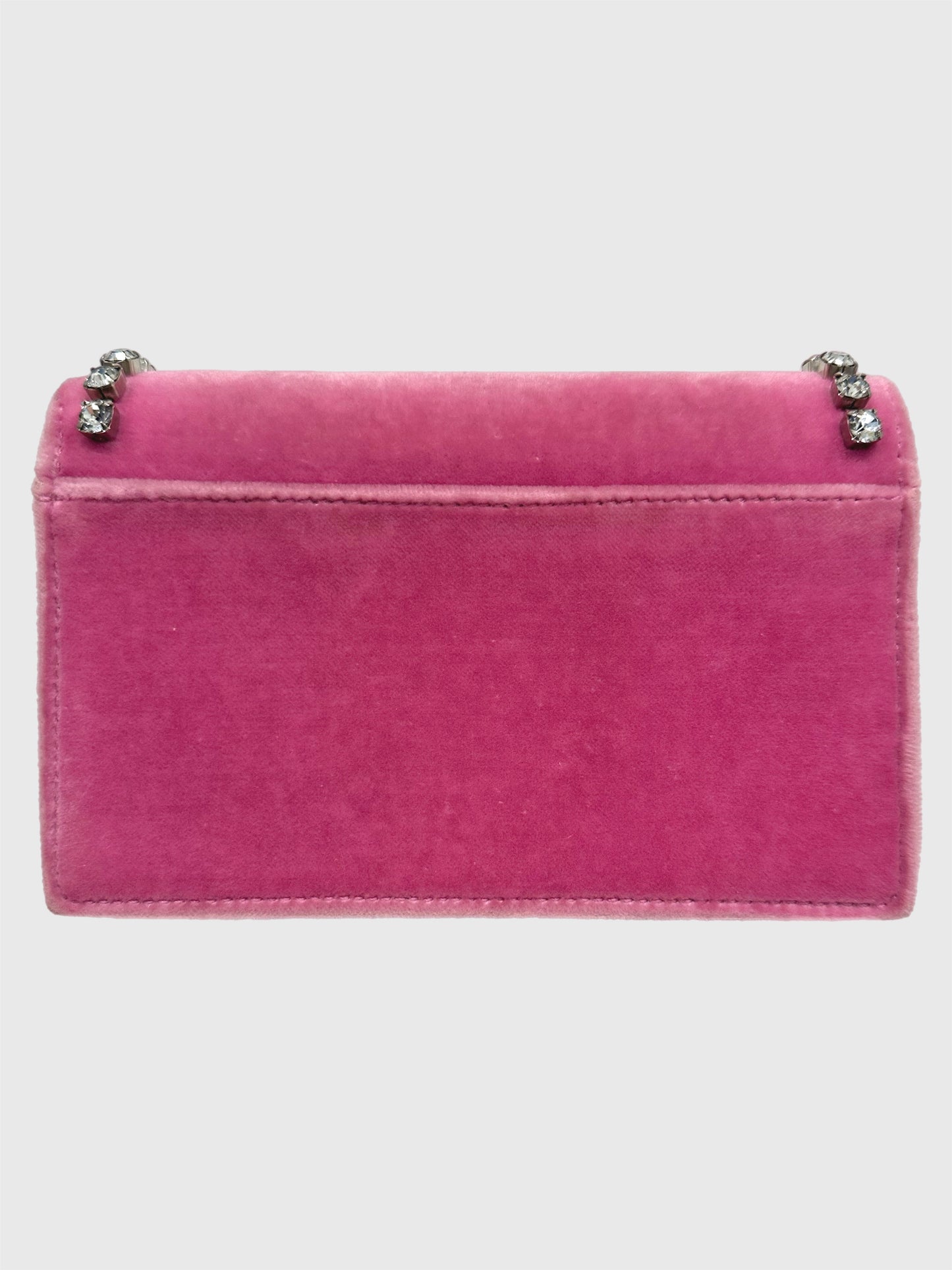 Gucci Pink Velvet Crystal Dionysus Super Mini Bag