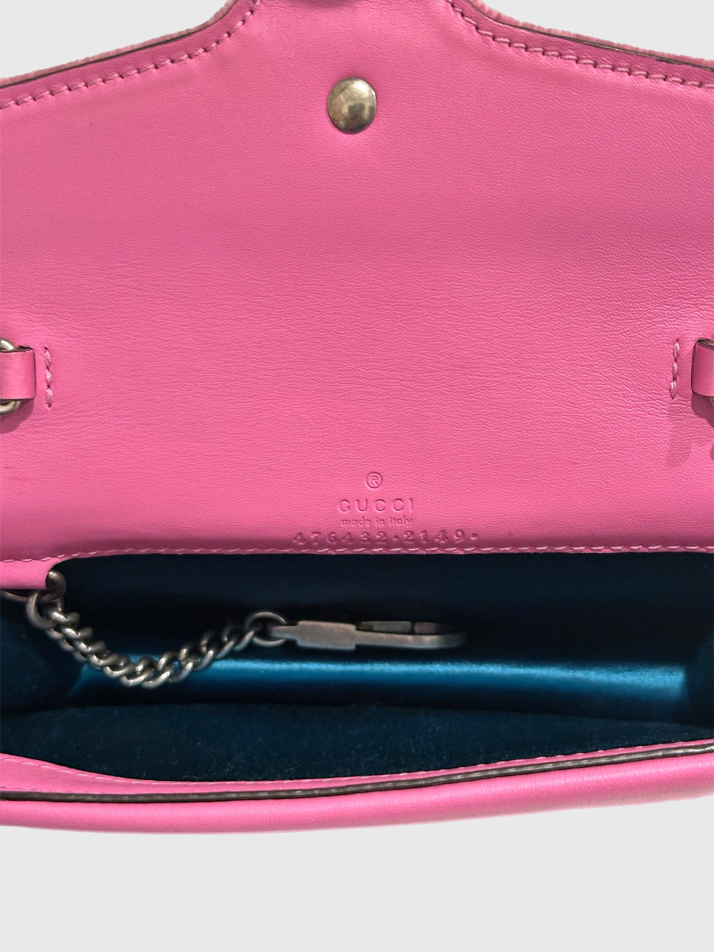 Gucci Pink Velvet Crystal Dionysus Super Mini Bag