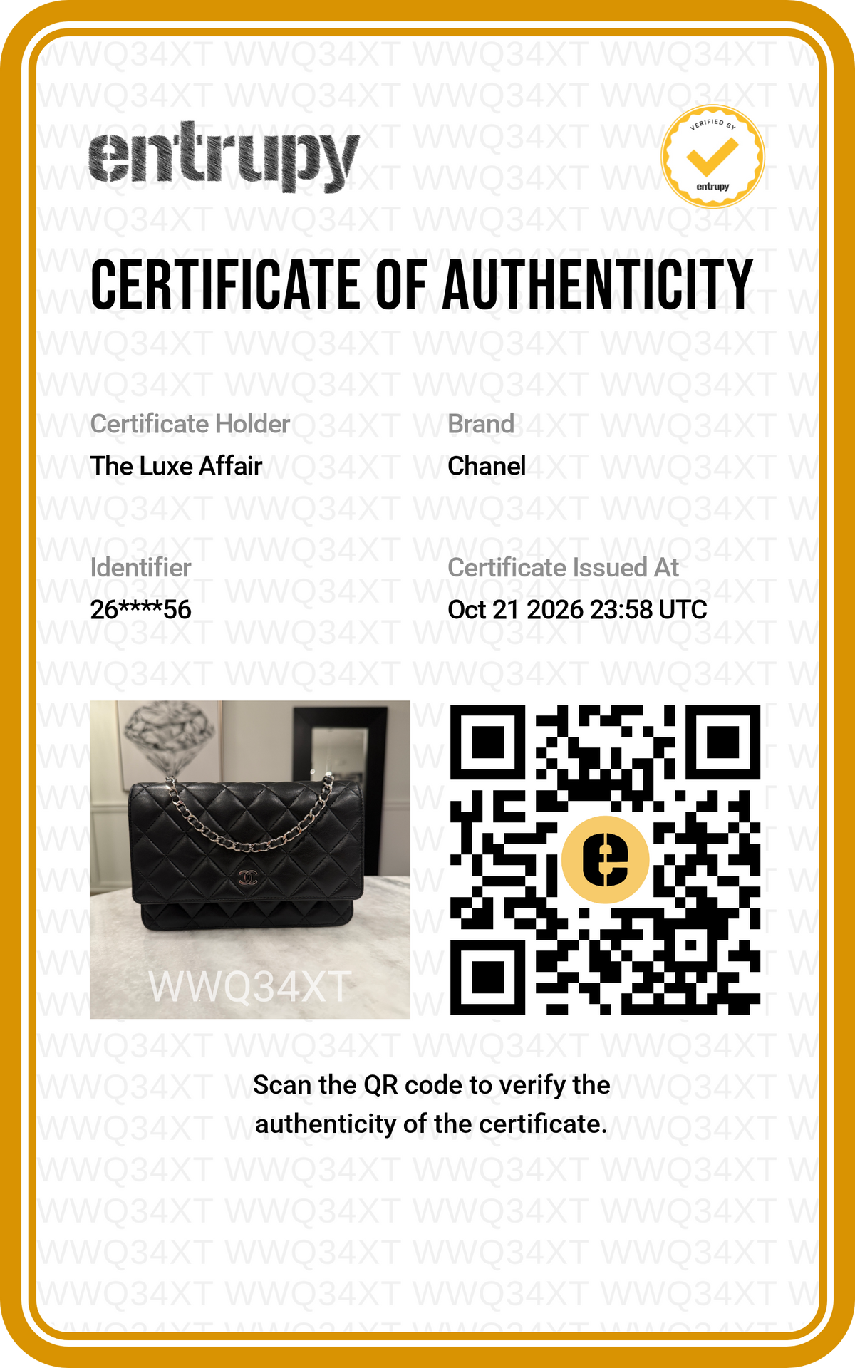 Pre-Owned Chanel Classic Wallet on Chain WOC Black Quilted Lambskin Leather Silver Hardware