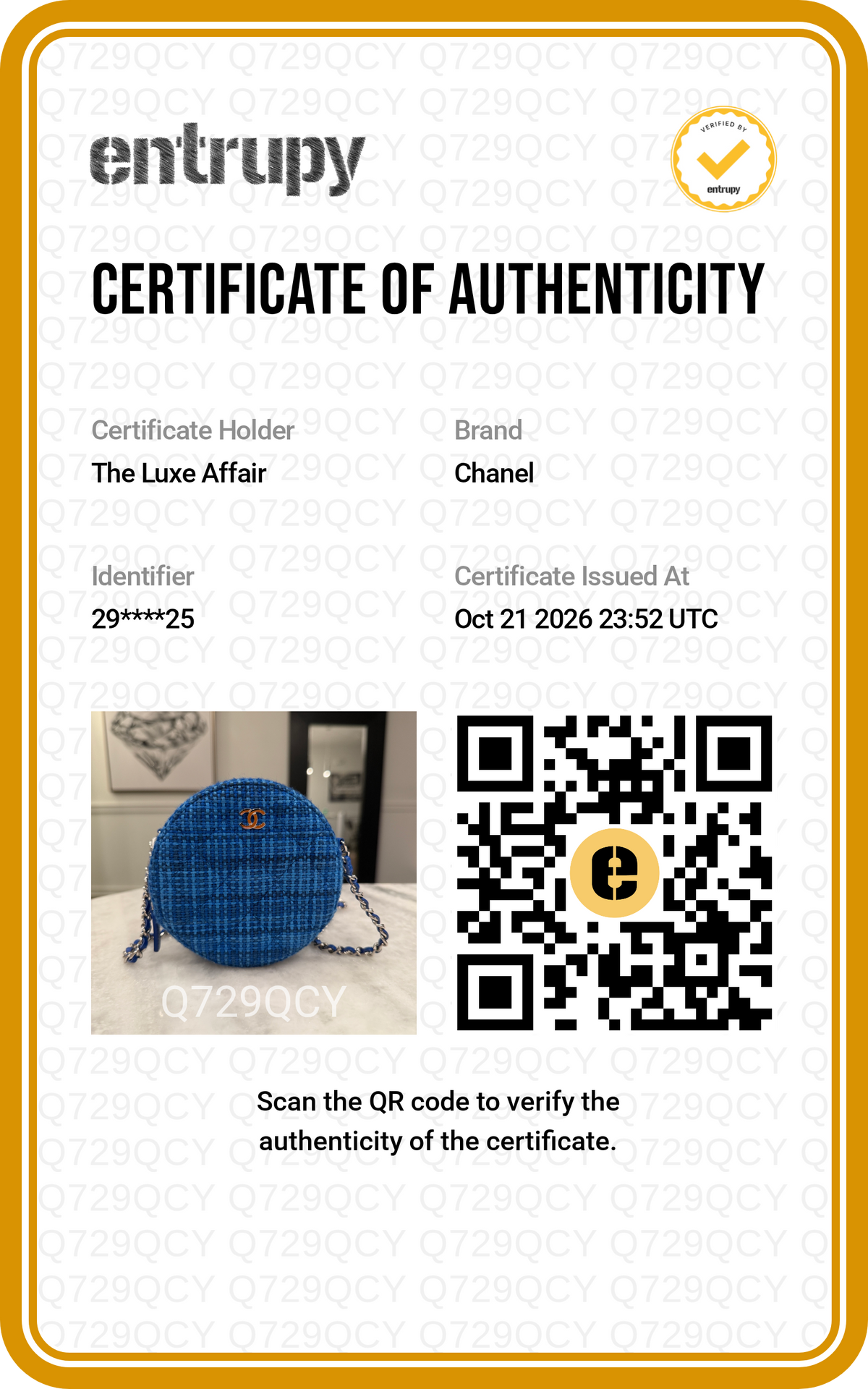 Pre-Owned Chanel Mini Round Blue Tweed Crossbody Bag Silver Hardware