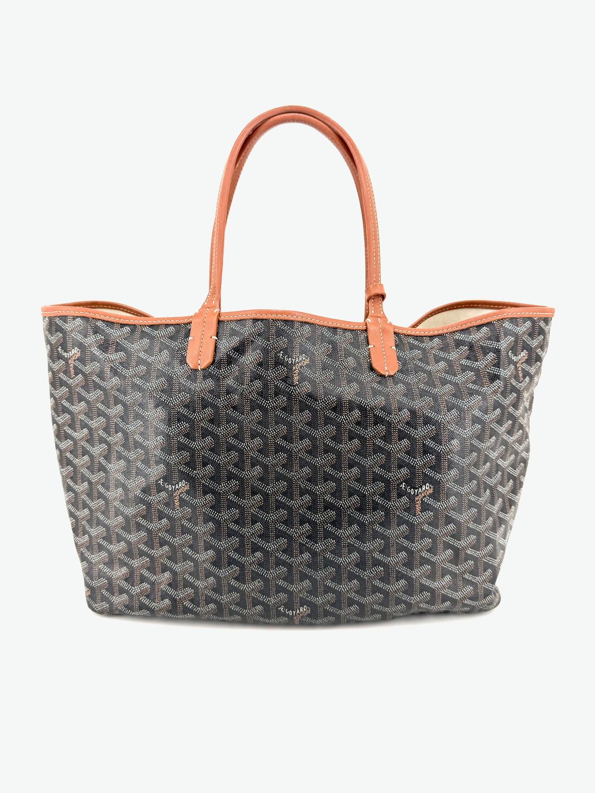 Pre-Owned Goyard Saint Louis PM Tote Black & Tan Goyardine Canvas with Pouch