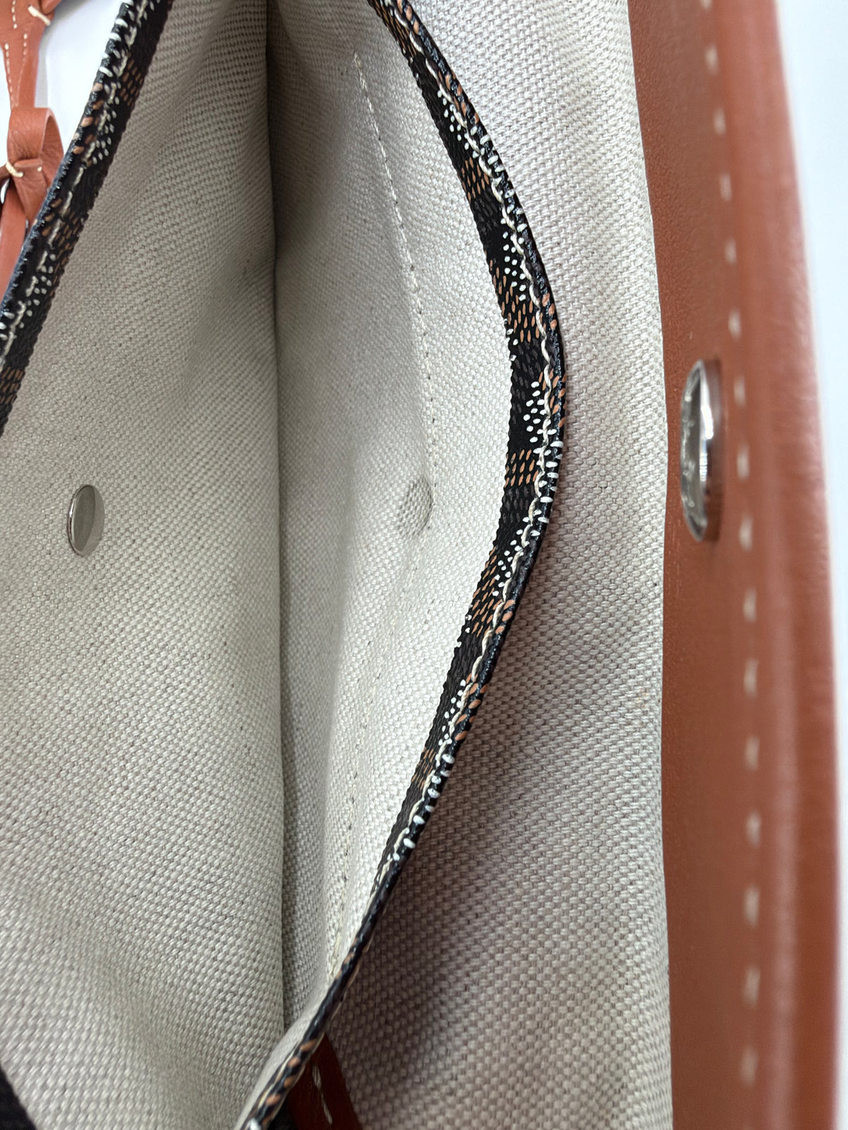 Pre-Owned Goyard Saint Louis PM Tote Black & Tan Goyardine Canvas with Pouch