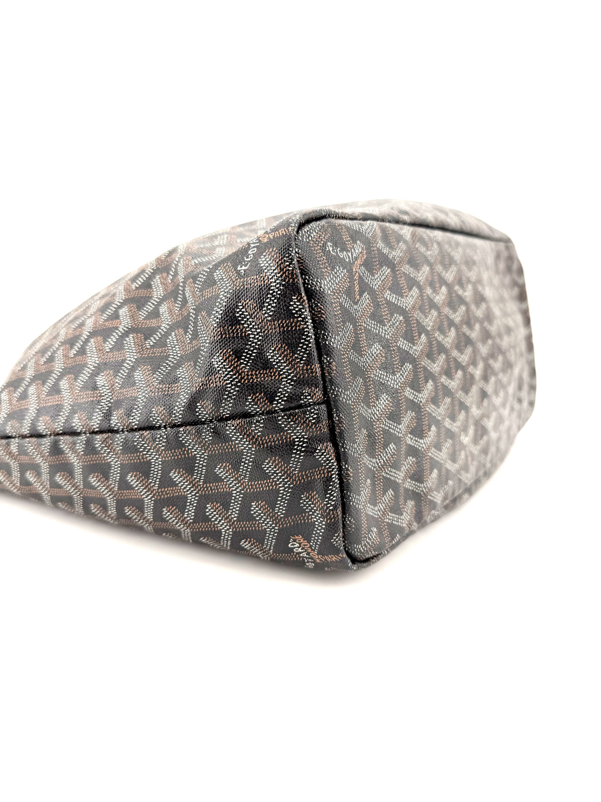 Pre-Owned Goyard Saint Louis PM Tote Black & Tan Goyardine Canvas with Pouch