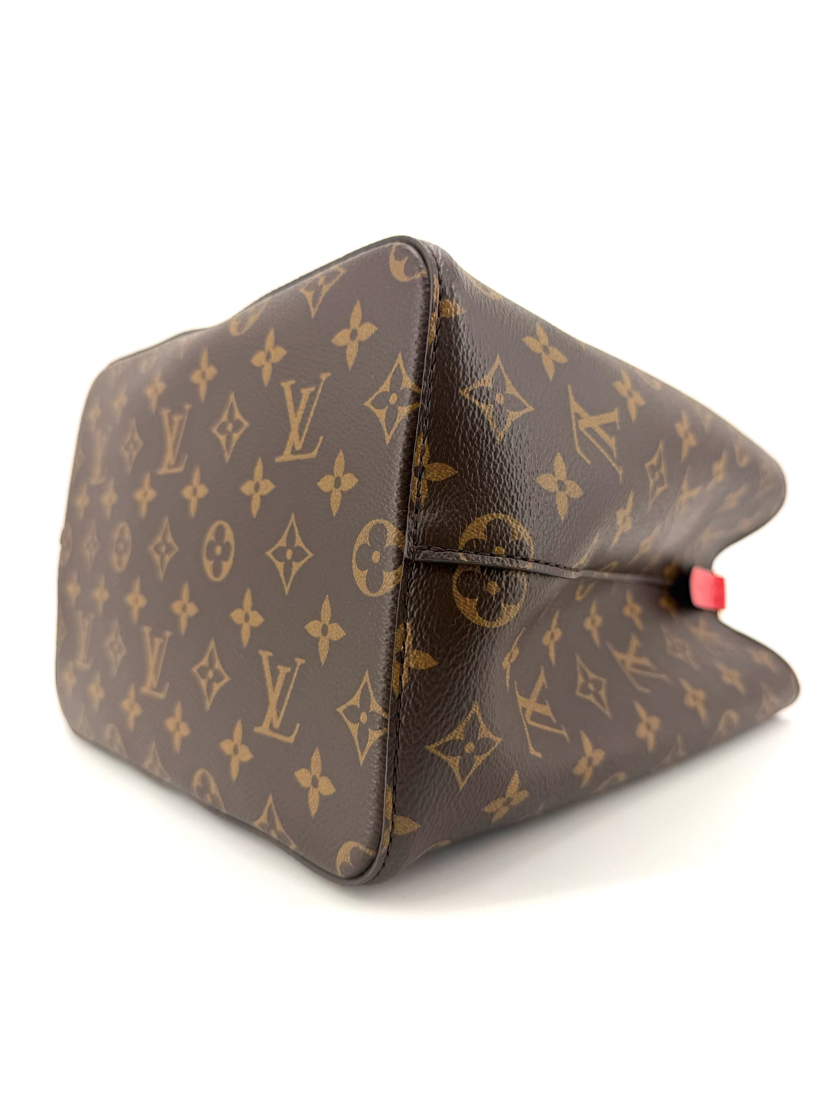Pre-Owned Louis Vuitton Néonoé MM Monogram Canvas Bucket Bag Red Leather Trim