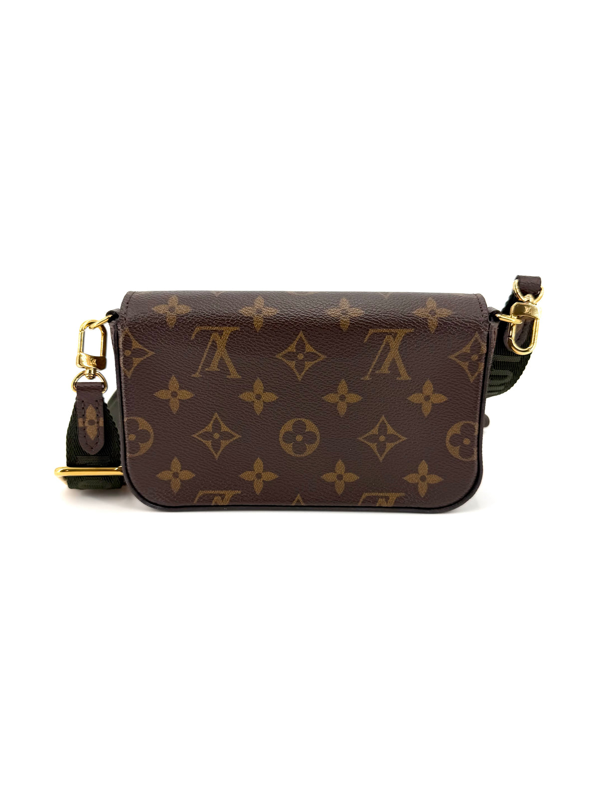 Pre-Owned Louis Vuitton Strap & Go Monogram Canvas Crossbody Bag Green Strap with Detachable Pouch