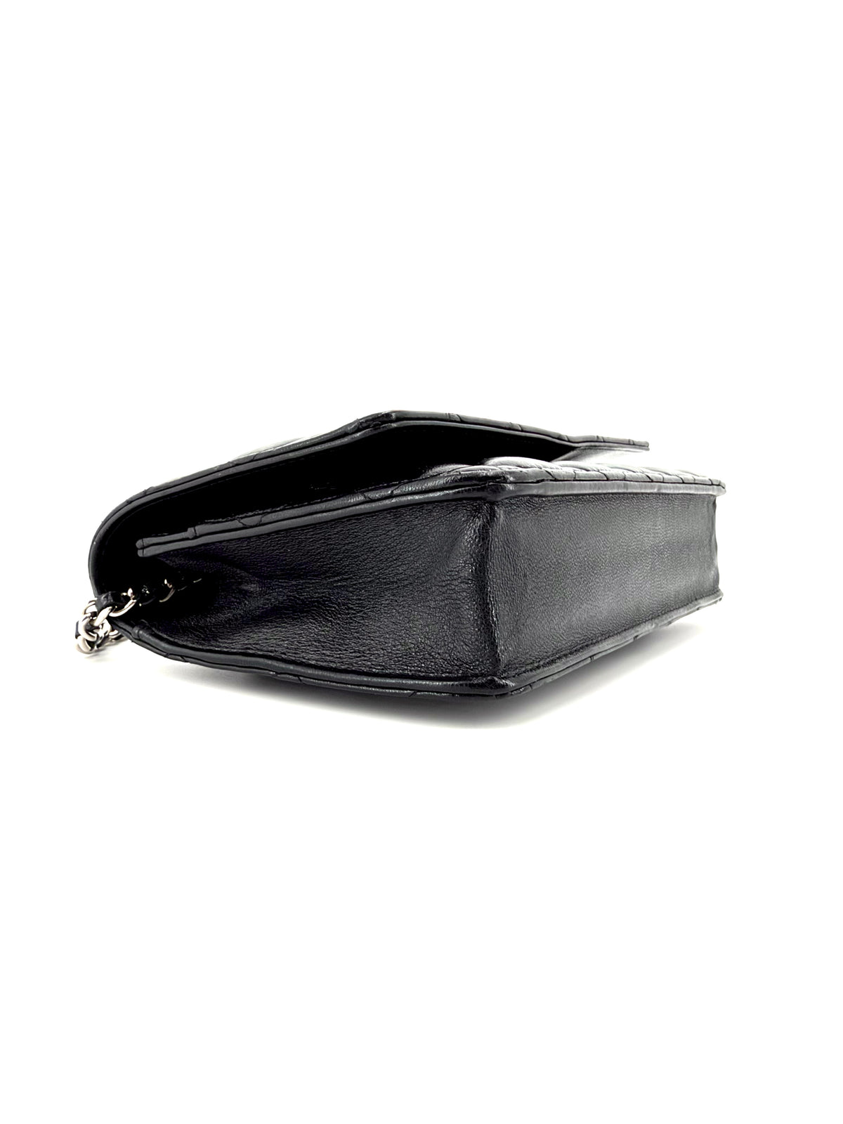 Pre-Owned Chanel Classic Wallet on Chain WOC Black Quilted Lambskin Leather Silver Hardware