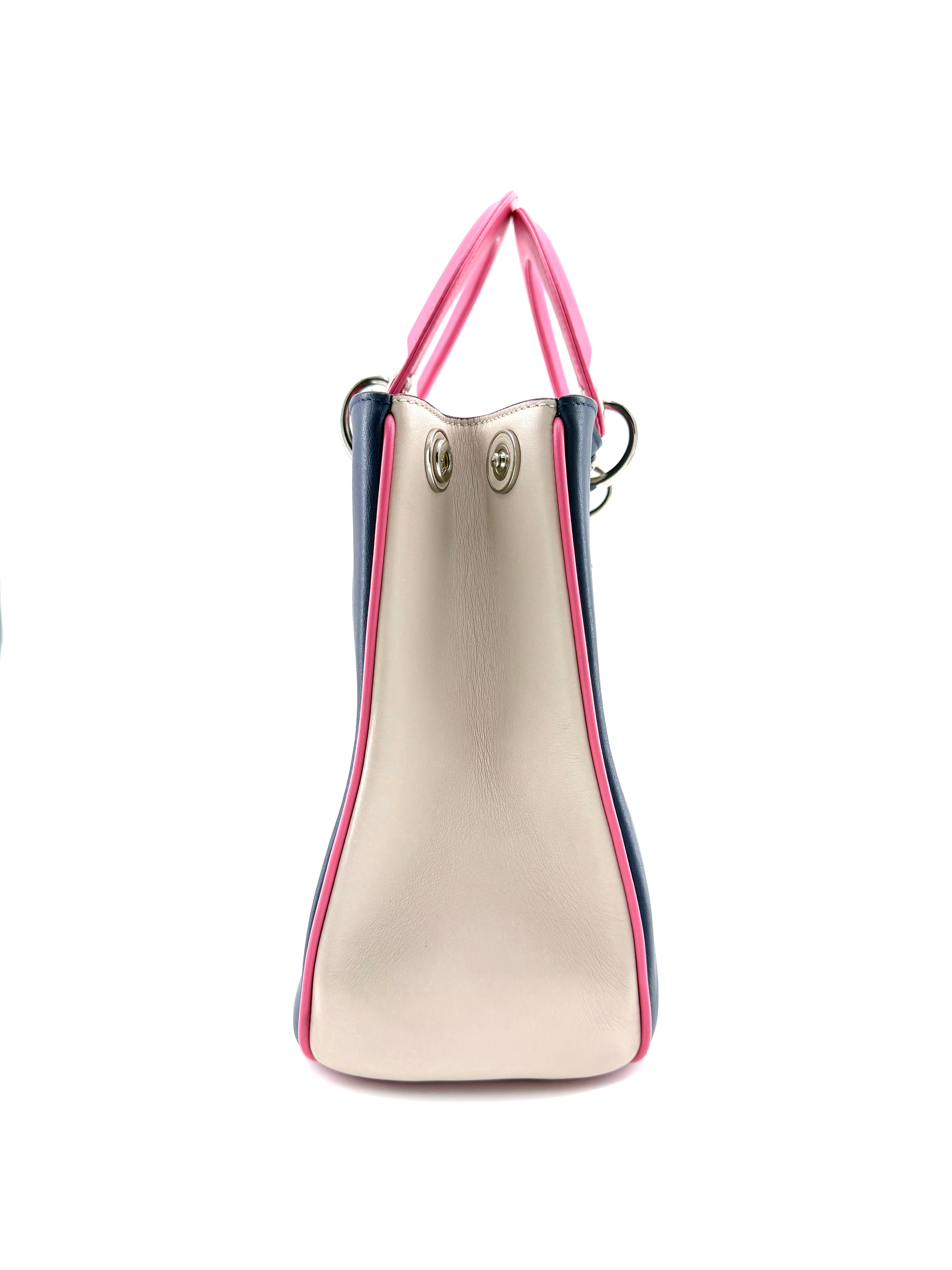 Christian Dior Diorissimo Tri-color Calfskin Medium Crossbody Tote