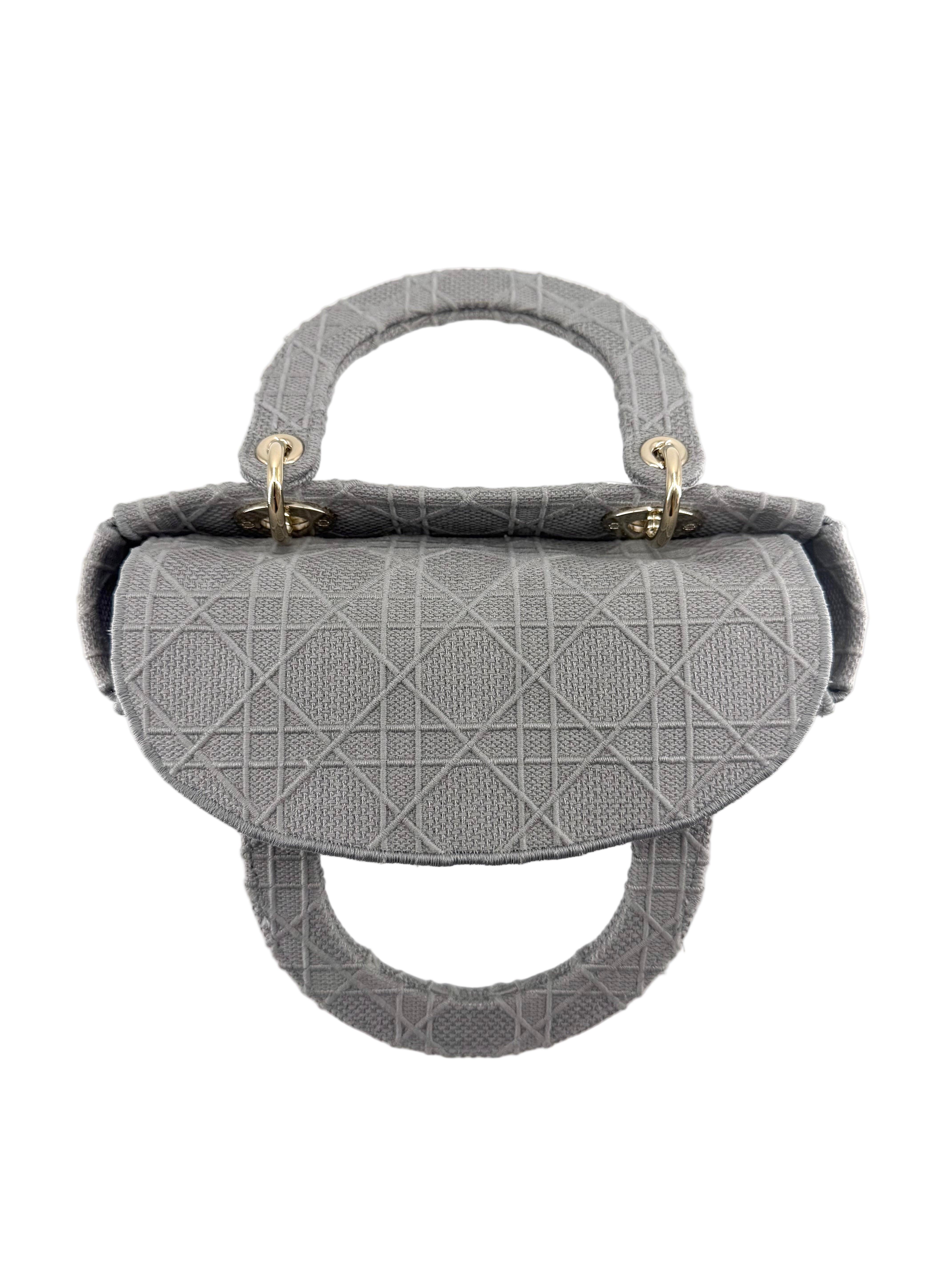 Pre-Owned Christian Dior Lady Gray D-lite Crossbody Bag