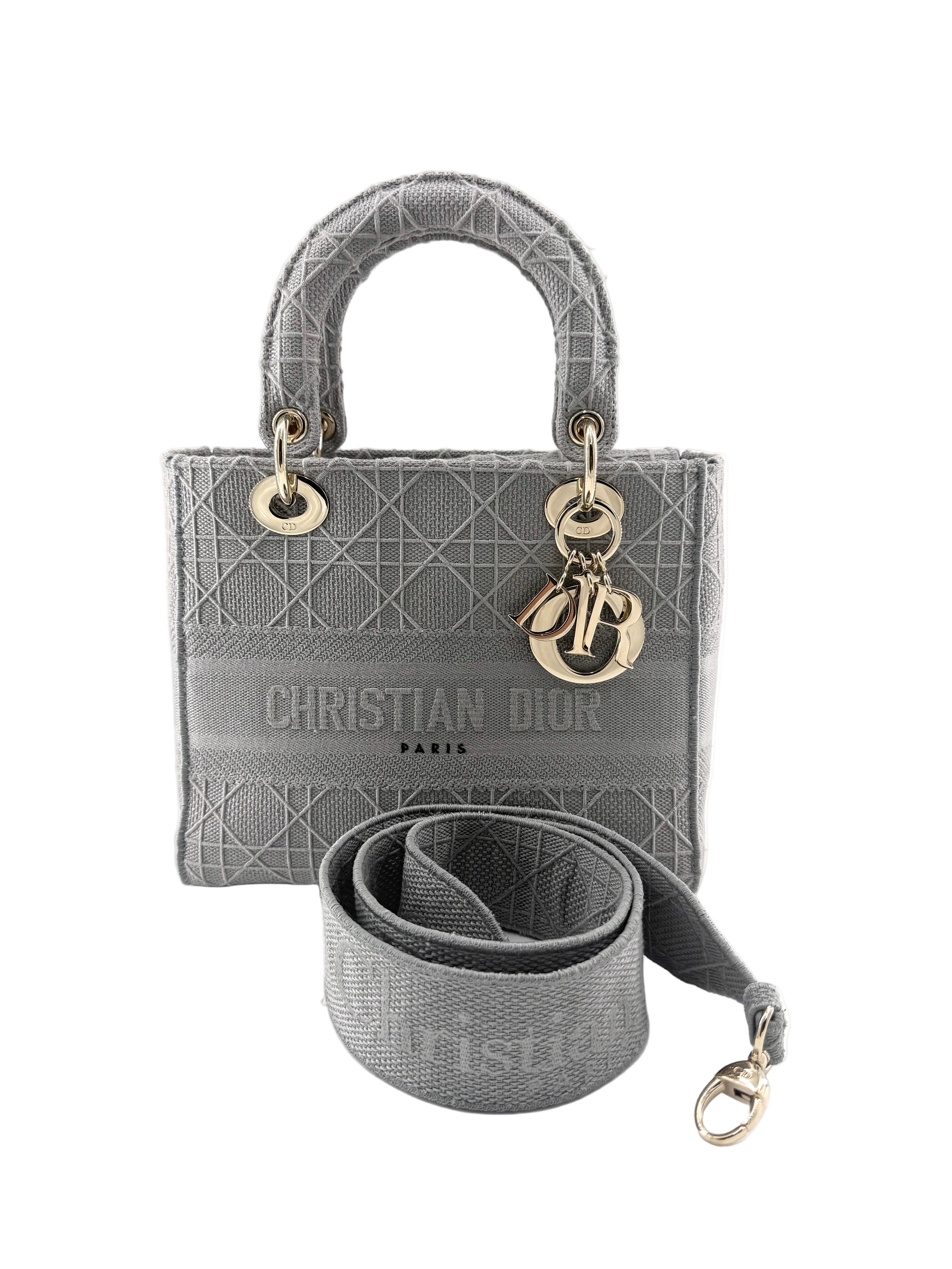 Pre-Owned Christian Dior Lady Gray D-lite Crossbody Bag