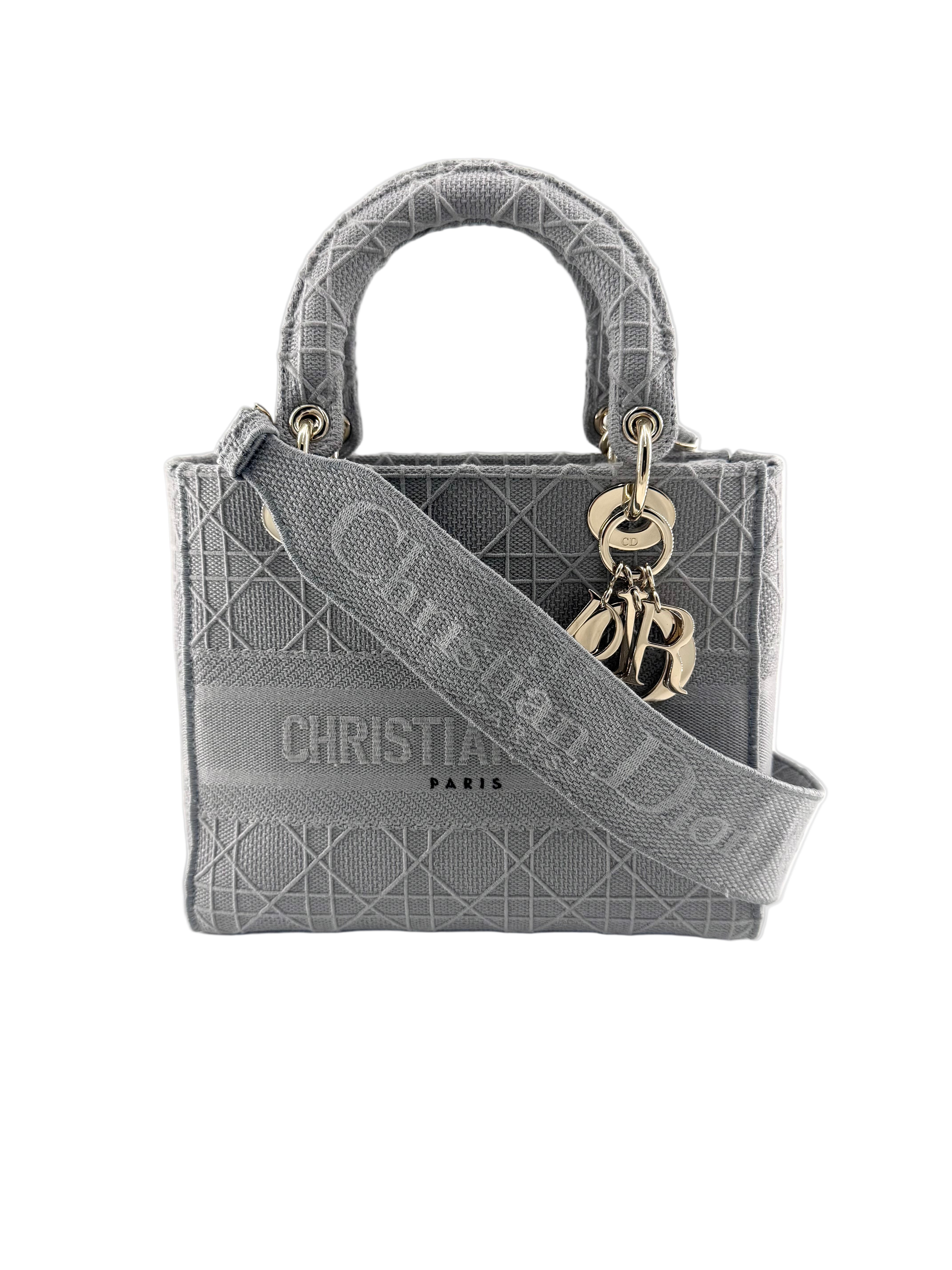 Pre-Owned Christian Dior Lady Gray D-lite Crossbody Bag