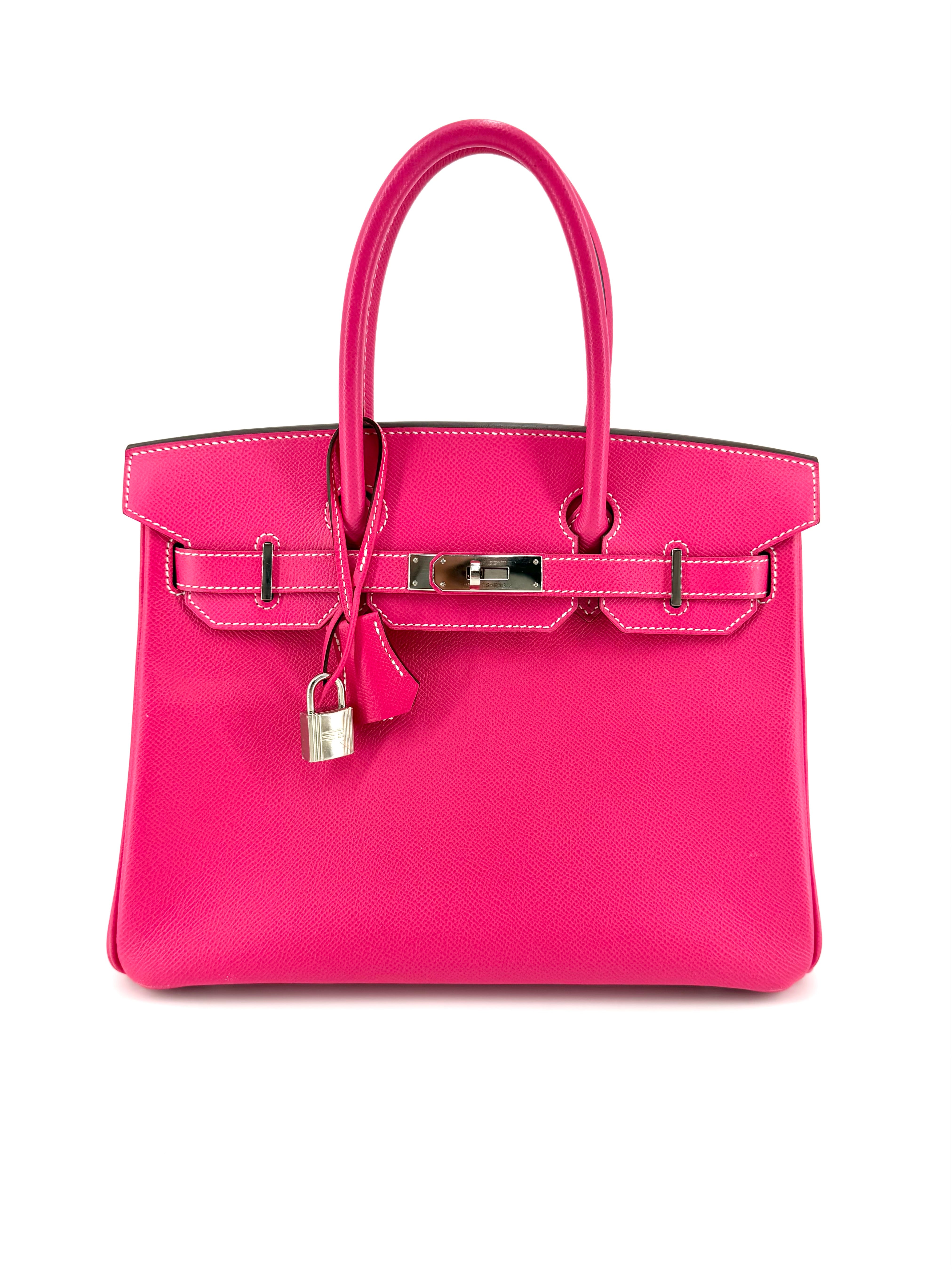Pre-Owned Hermes Birkin 30 Epsom Rose Tyrien with Palladium Hardware