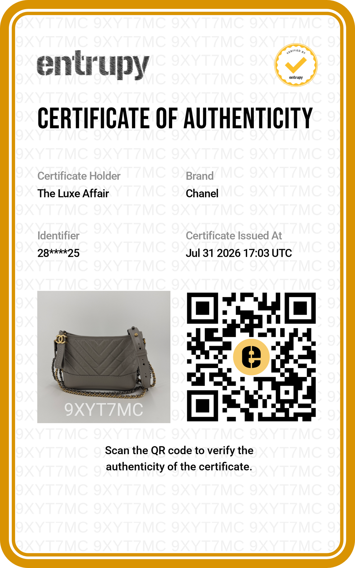 Pre-Owned Chanel Gabrielle Small Gray Chevron Calfskin Bag