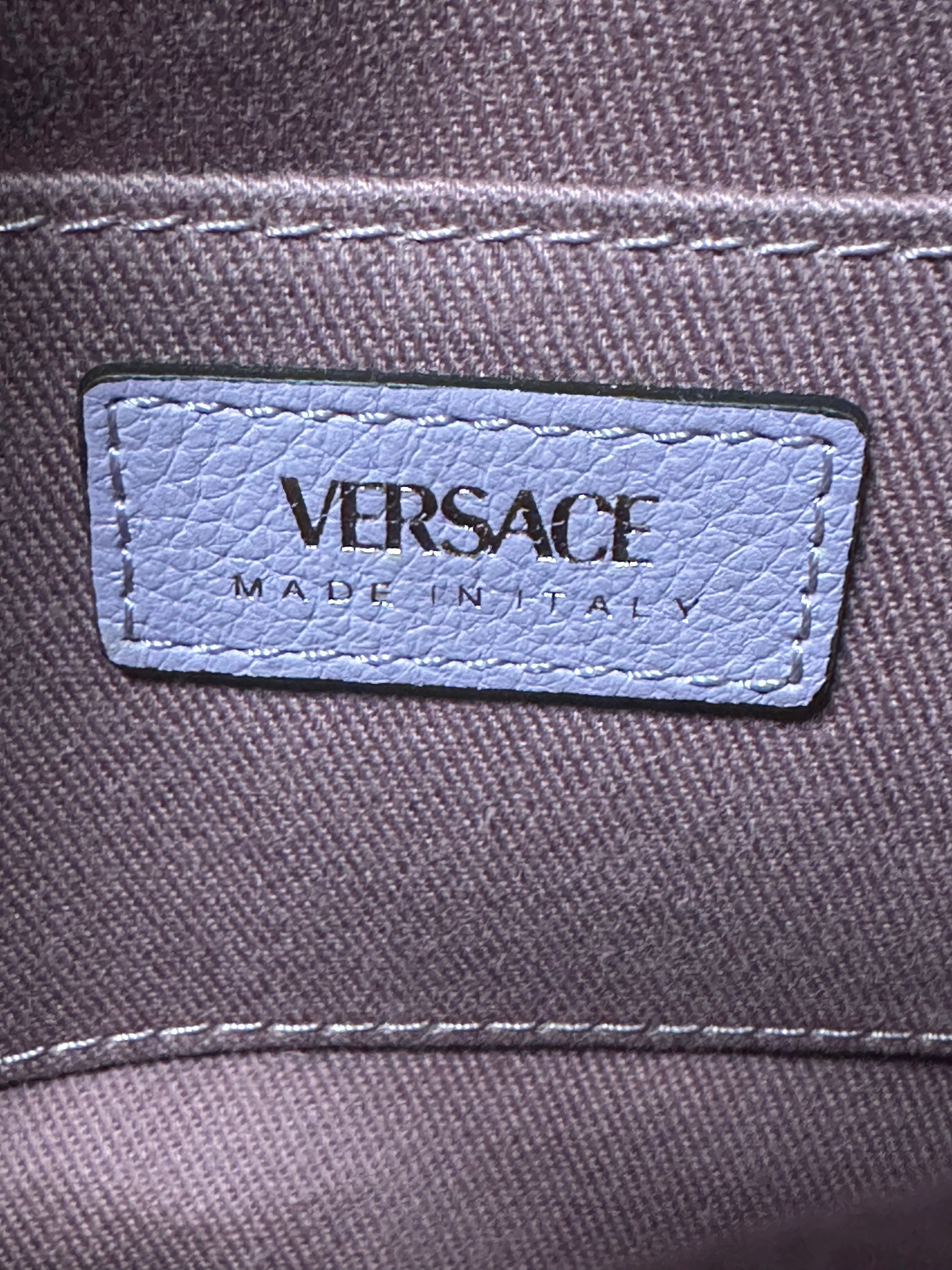 Versace Medusa Leather Lilac RoundCrossbody Bag