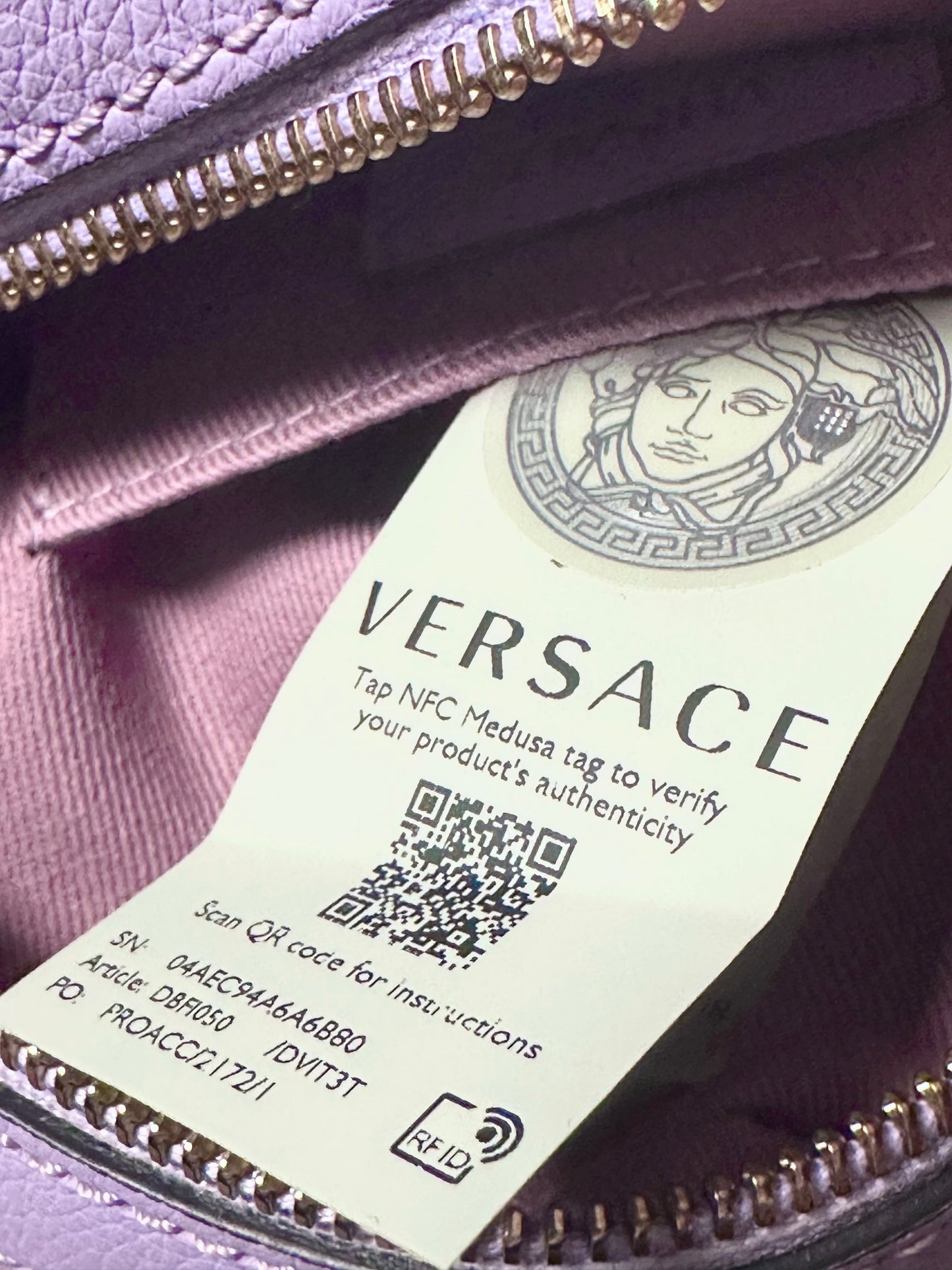Versace Medusa Leather Lilac RoundCrossbody Bag