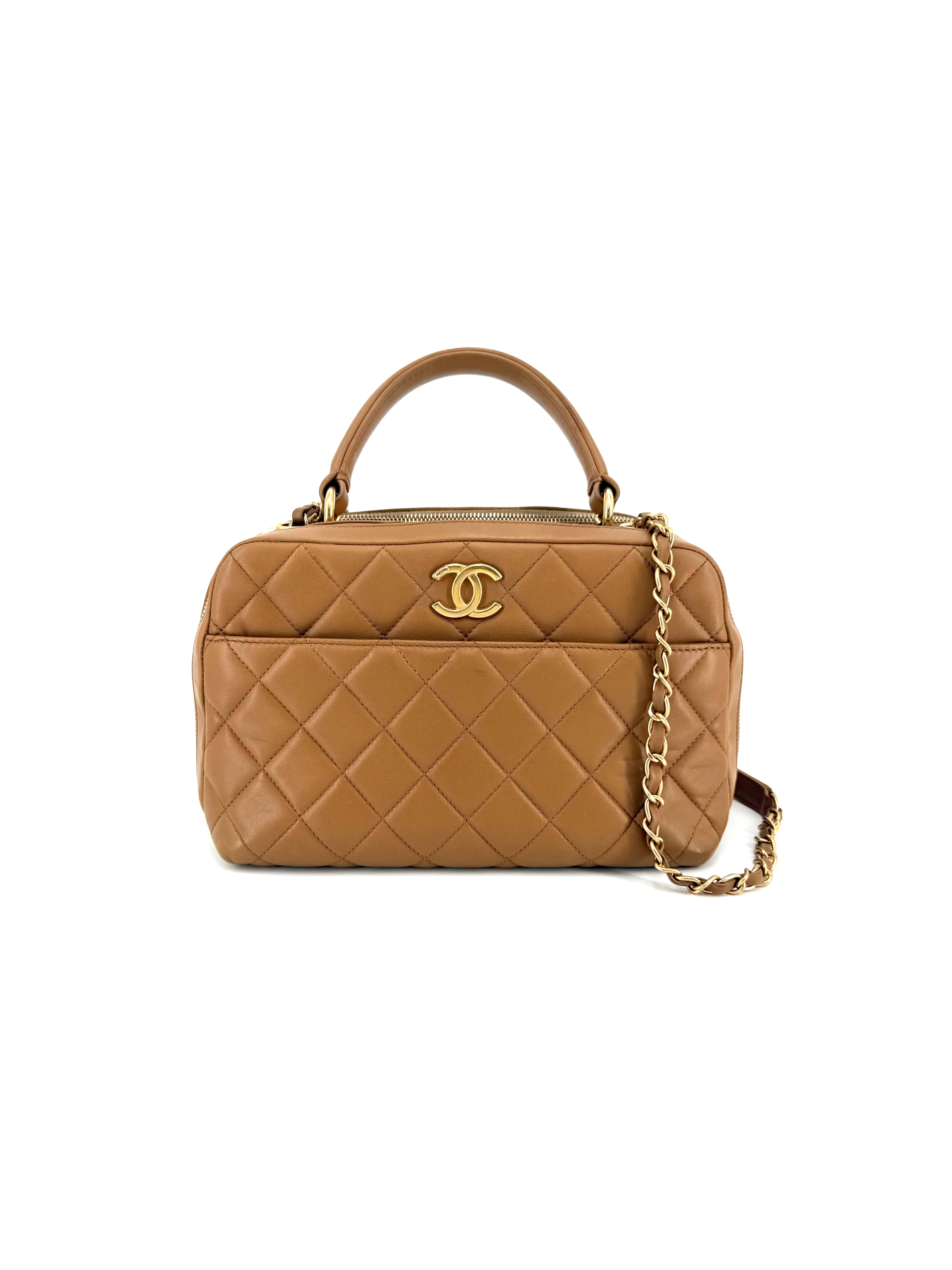 Pre-Owned Chanel Trendy Beige Bowling Bag w/Strap