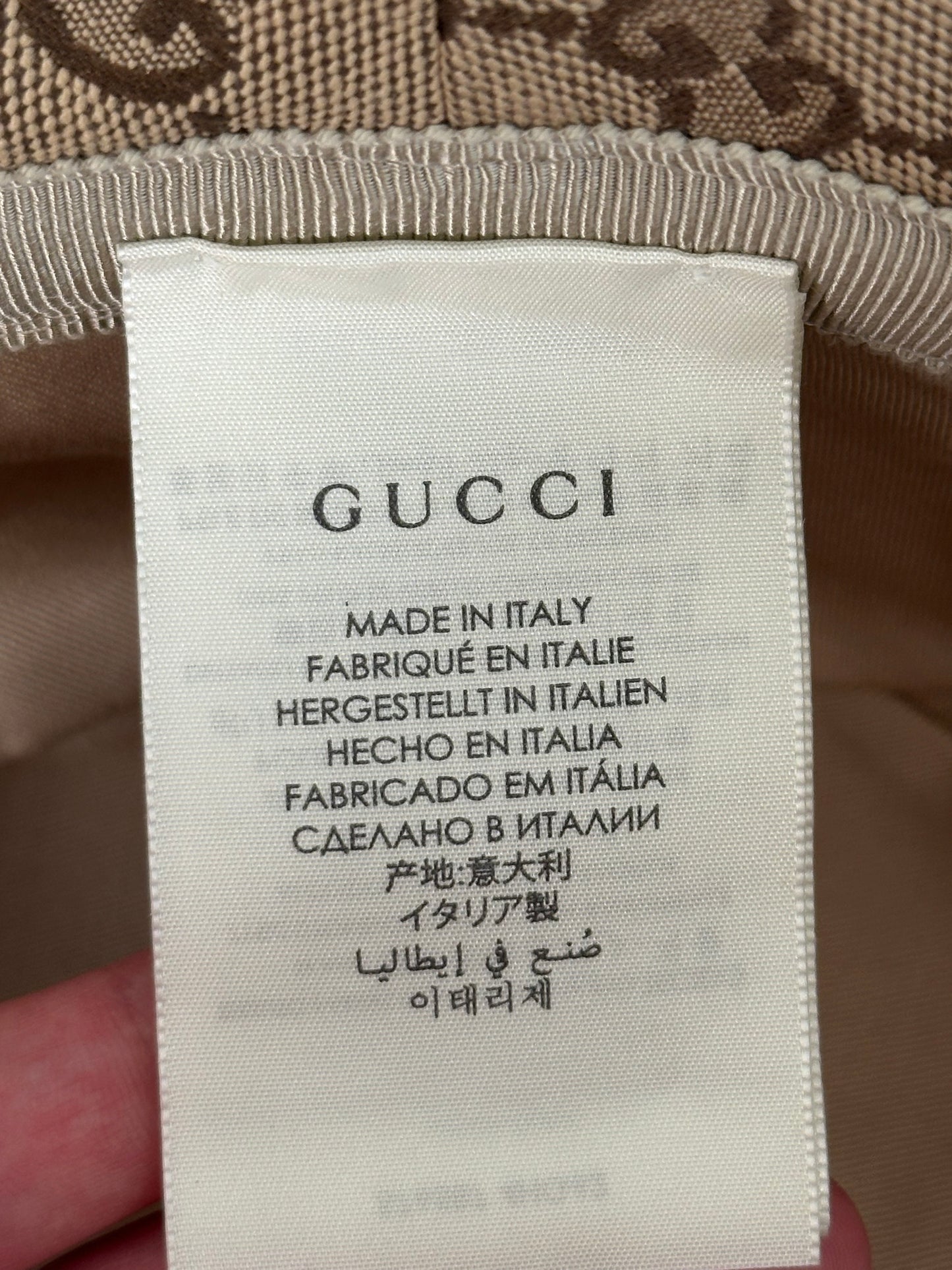 Gucci GG Beige/Brown Canvas Bucket Hat Size L 59cm