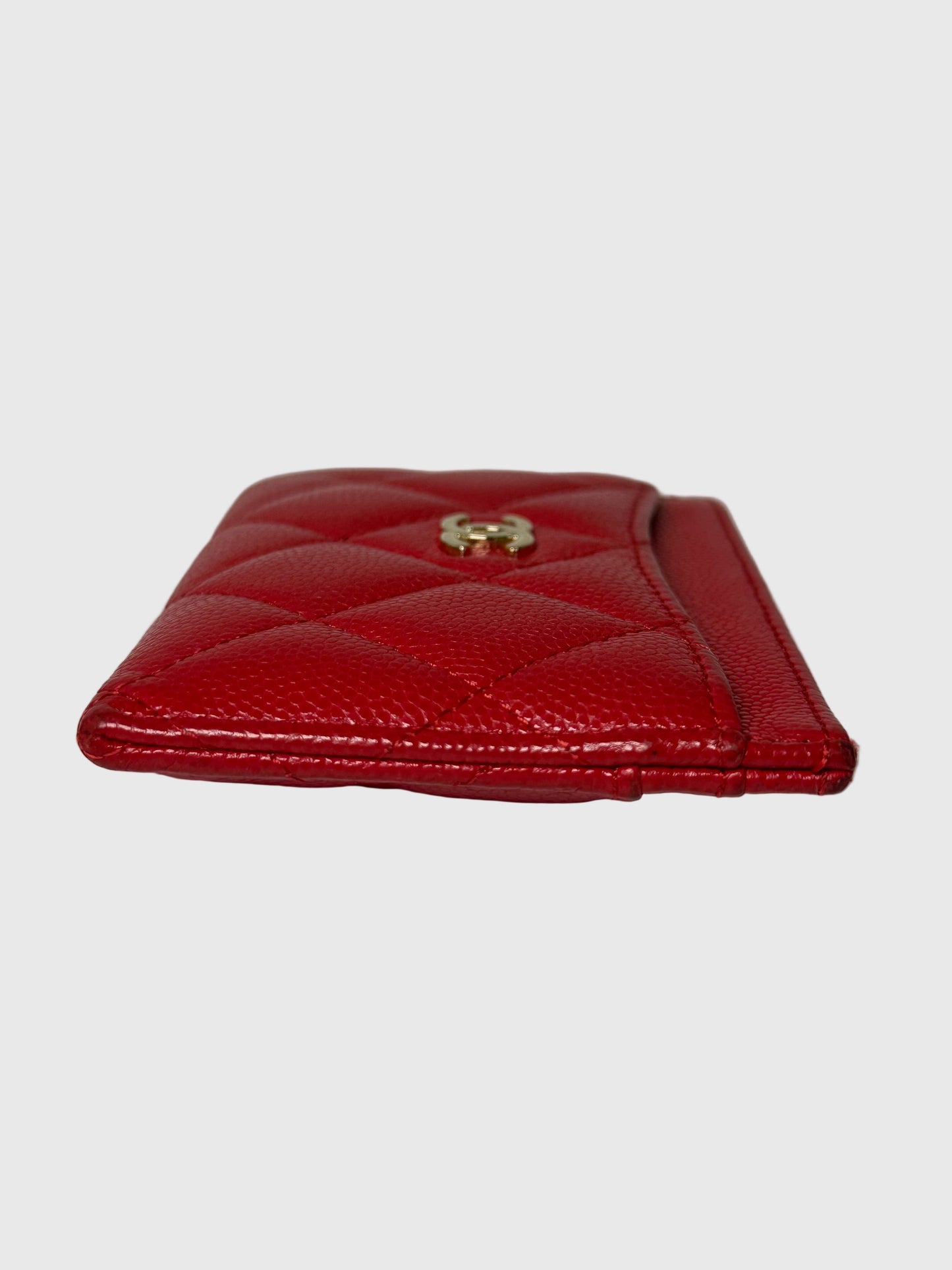 Channel Caviar Leather Red Card Holder
