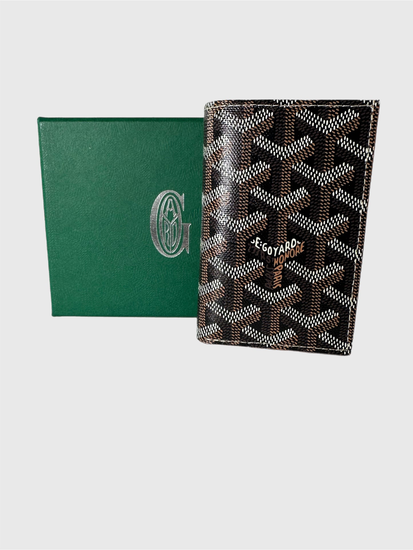 Goyard Saint-Pierre Black and Brown Canvas Leather Card Wallet