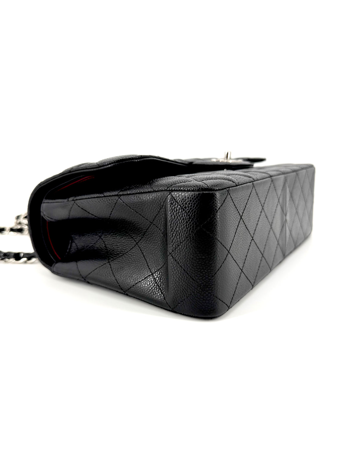 Pre-Owned Chanel Jumbo Double Flap Black Caviar Leather Silver Hardware Bag