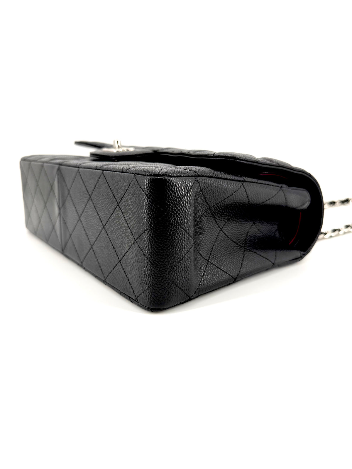 Pre-Owned Chanel Jumbo Double Flap Black Caviar Leather Silver Hardware Bag
