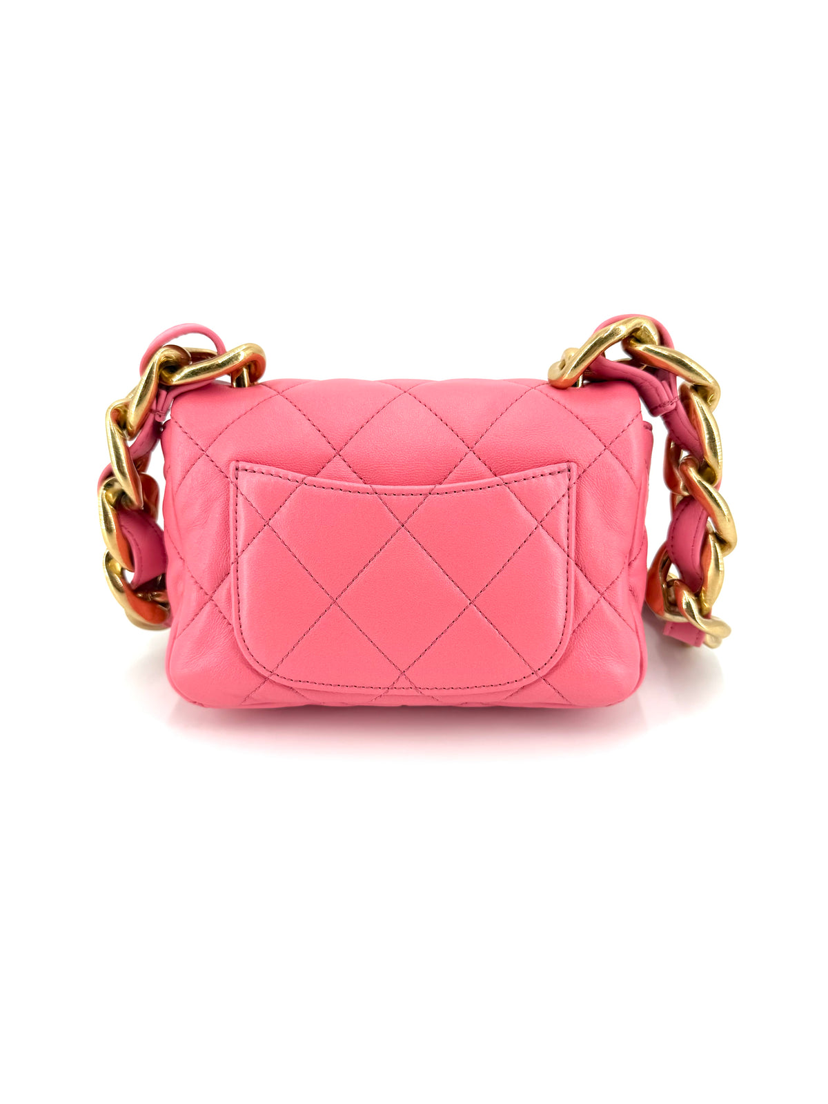 Pre-Owned Chanel Mini Funky Town Flap Bag Pink Lambskin Aged Gold Hardware
