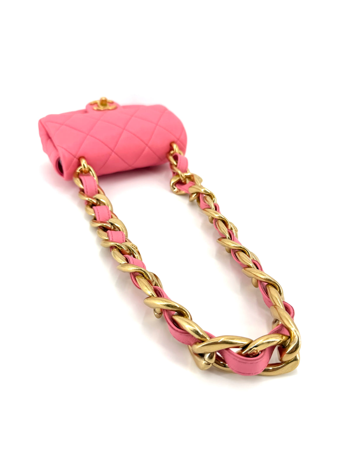 Pre-Owned Chanel Mini Funky Town Flap Bag Pink Lambskin Aged Gold Hardware