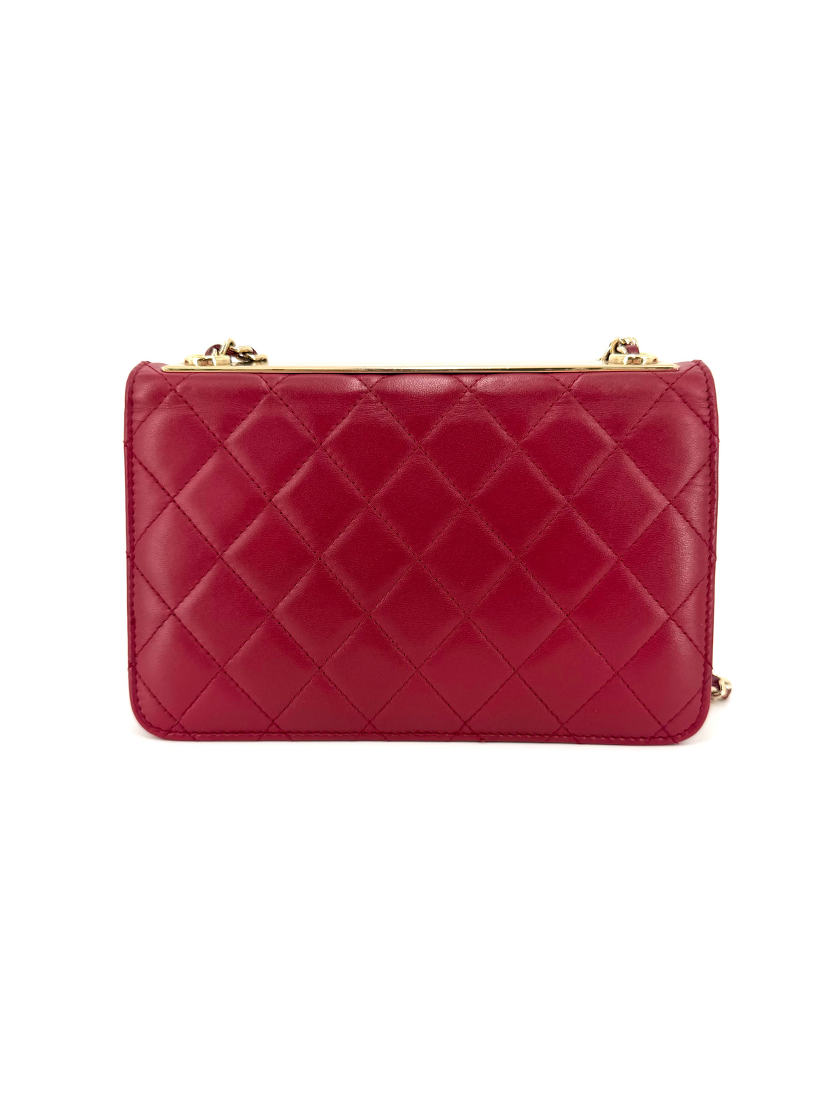 Chanel Trendy Red Lambskin Wallet on Chain (WOC) Gold Hardware