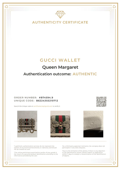 Gucci Queen Margaret Bee Crossbody Wallet on Chain WOC