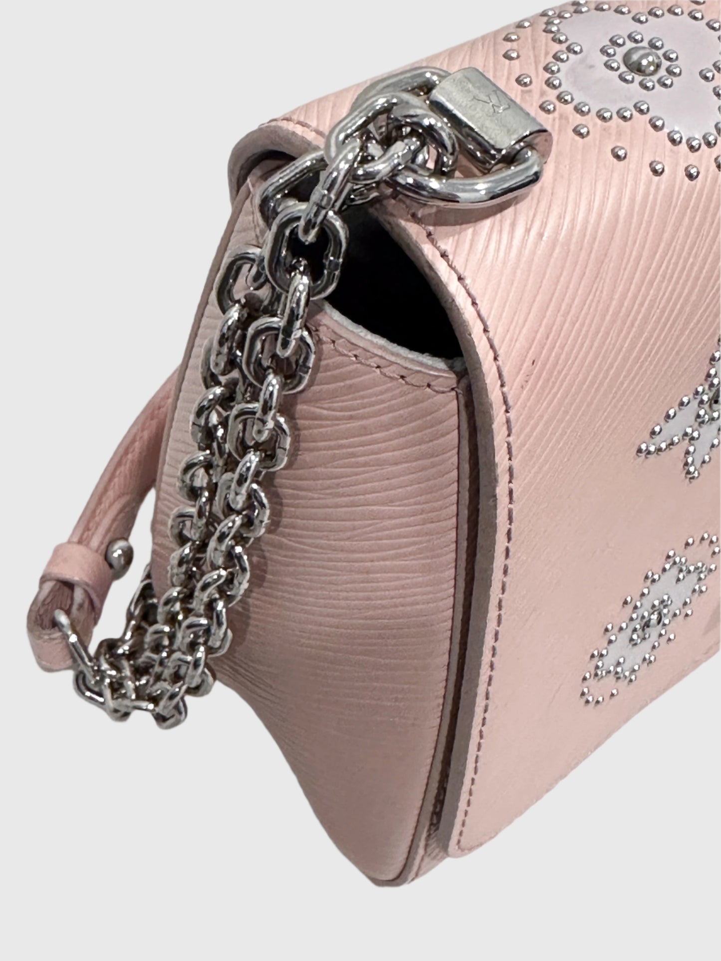 Louis Vuitton Epi Leather Twist MM Pink Monogram Studded Flower Crossbody Bag