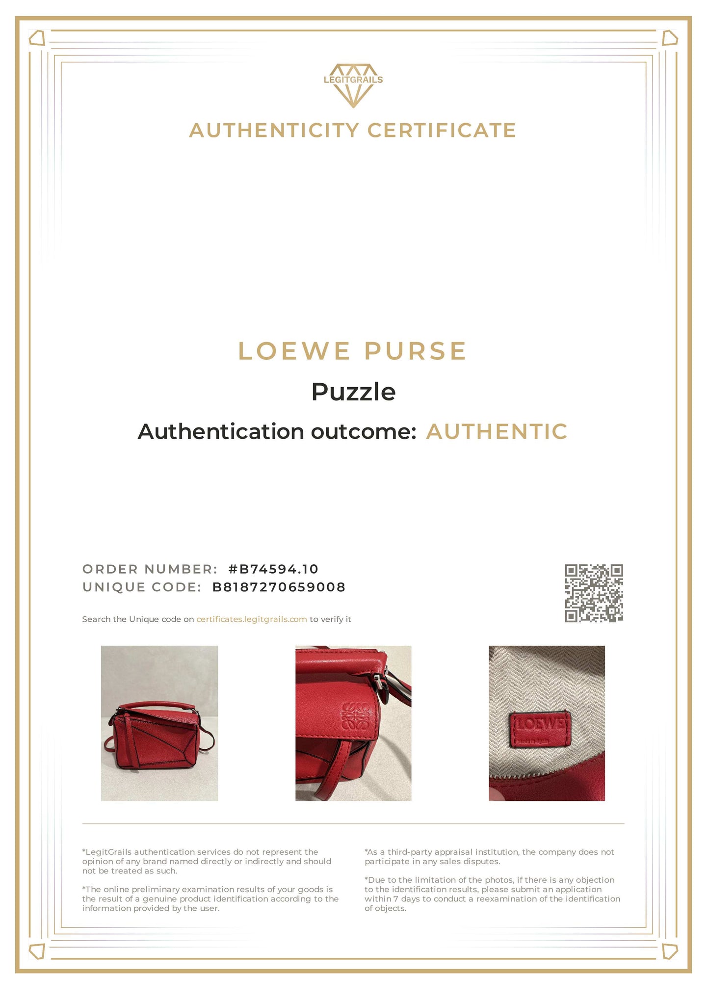 Loewe Puzzle Red Mini Leather 2 Way Crossbody Bag