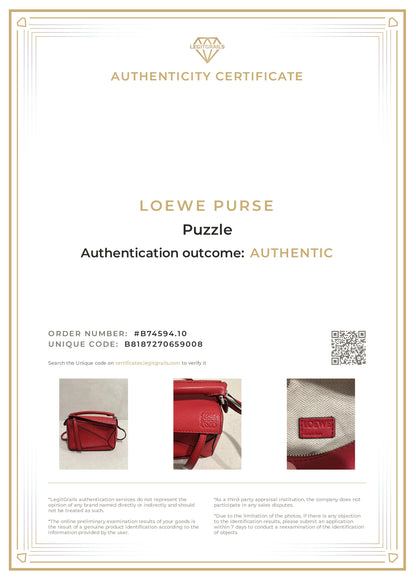 Loewe Puzzle Red Mini Leather 2 Way Crossbody Bag