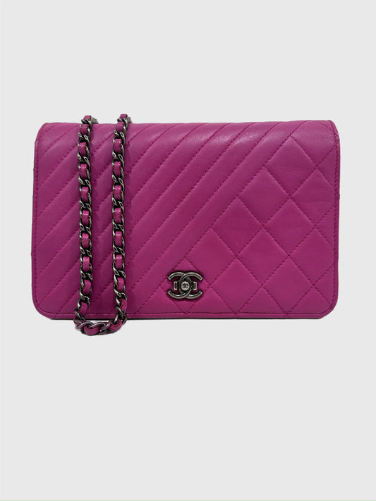 Chanel Coco Boy Purple Lambskin Wallet on Chain WOC