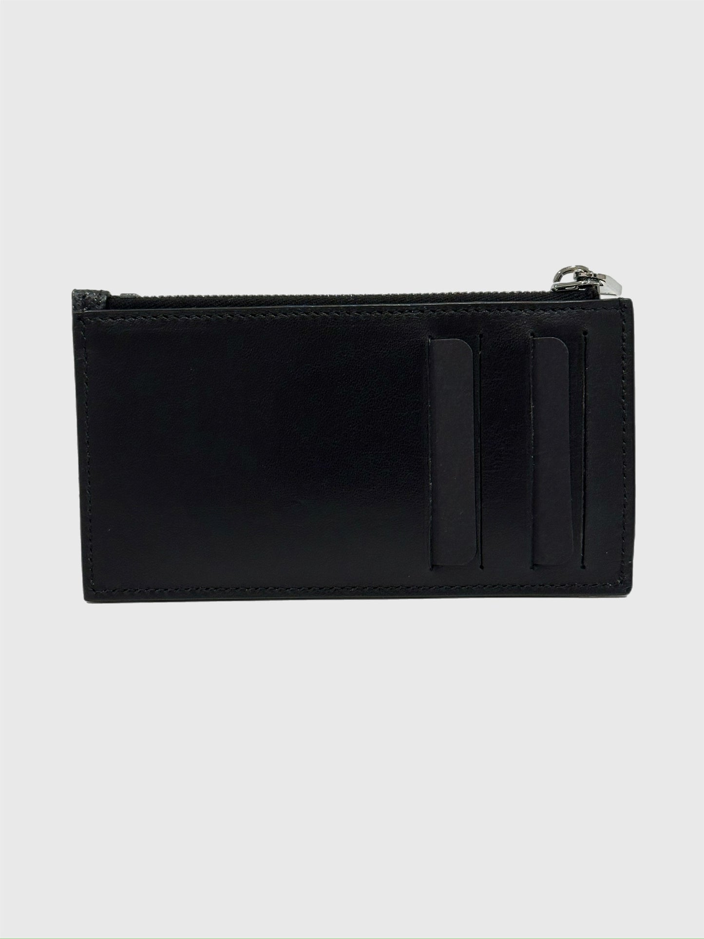 Dior Black CD Diamond Canvas Leather Zipper Card Holder