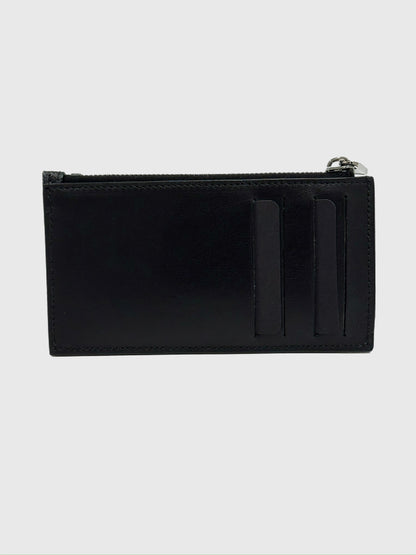 Dior Black CD Diamond Canvas Leather Zipper Card Holder