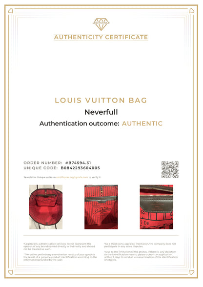 Louis Vuitton Neverfull GM Brown Damier Ebene Tote Shoulder Bag