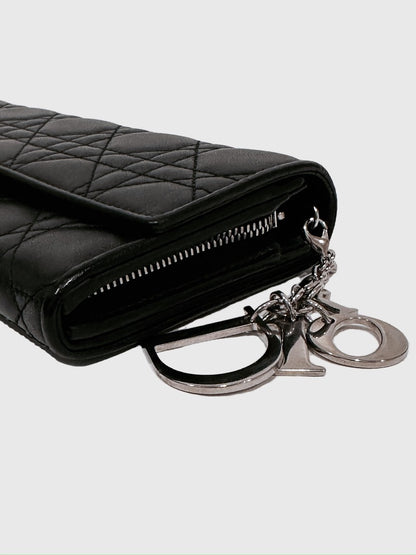 Christian Dior Black Cannage Leather Wallet On Chain WOC