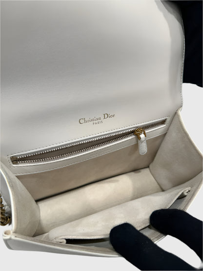 Christian Dior Cream Lambskin Studded Diorama Small Crossbody Bag