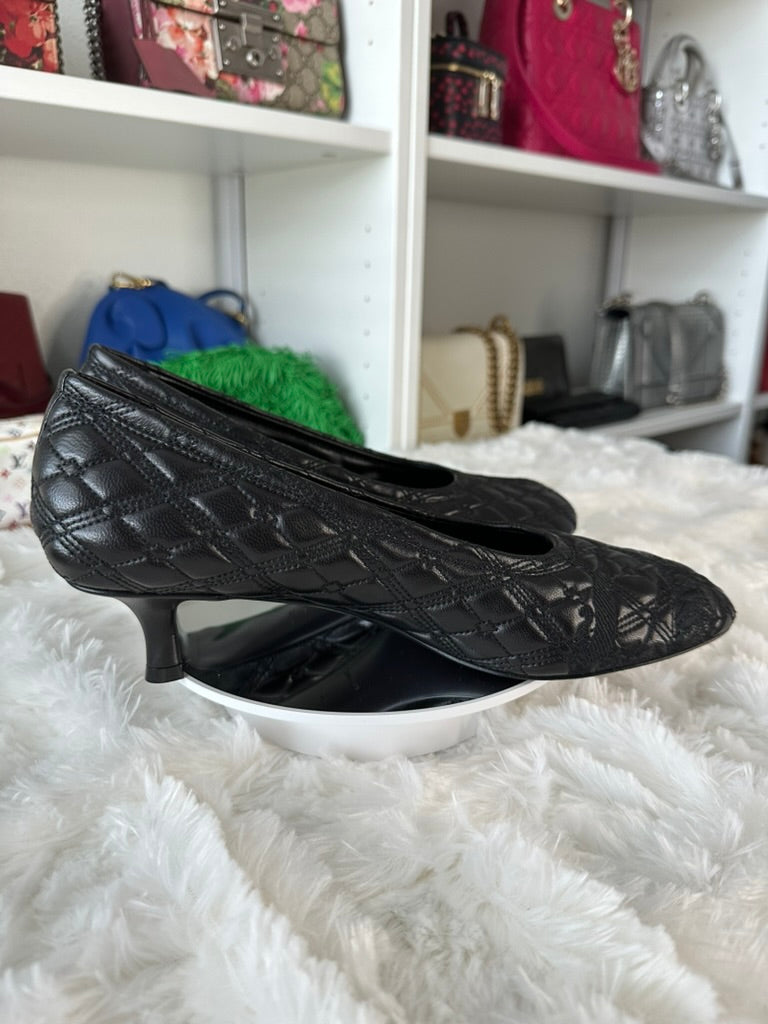Burberry Women's Size 9 US | 39 EU Black Quilted Leather Baby Pumps