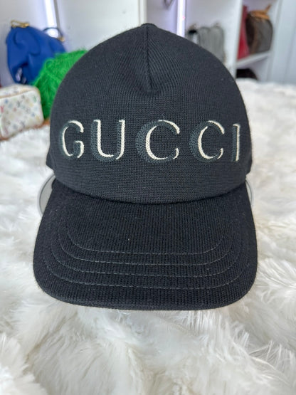 Gucci Wool Embroidered - Size M (58cm) - Black Logo Baseball Hat
